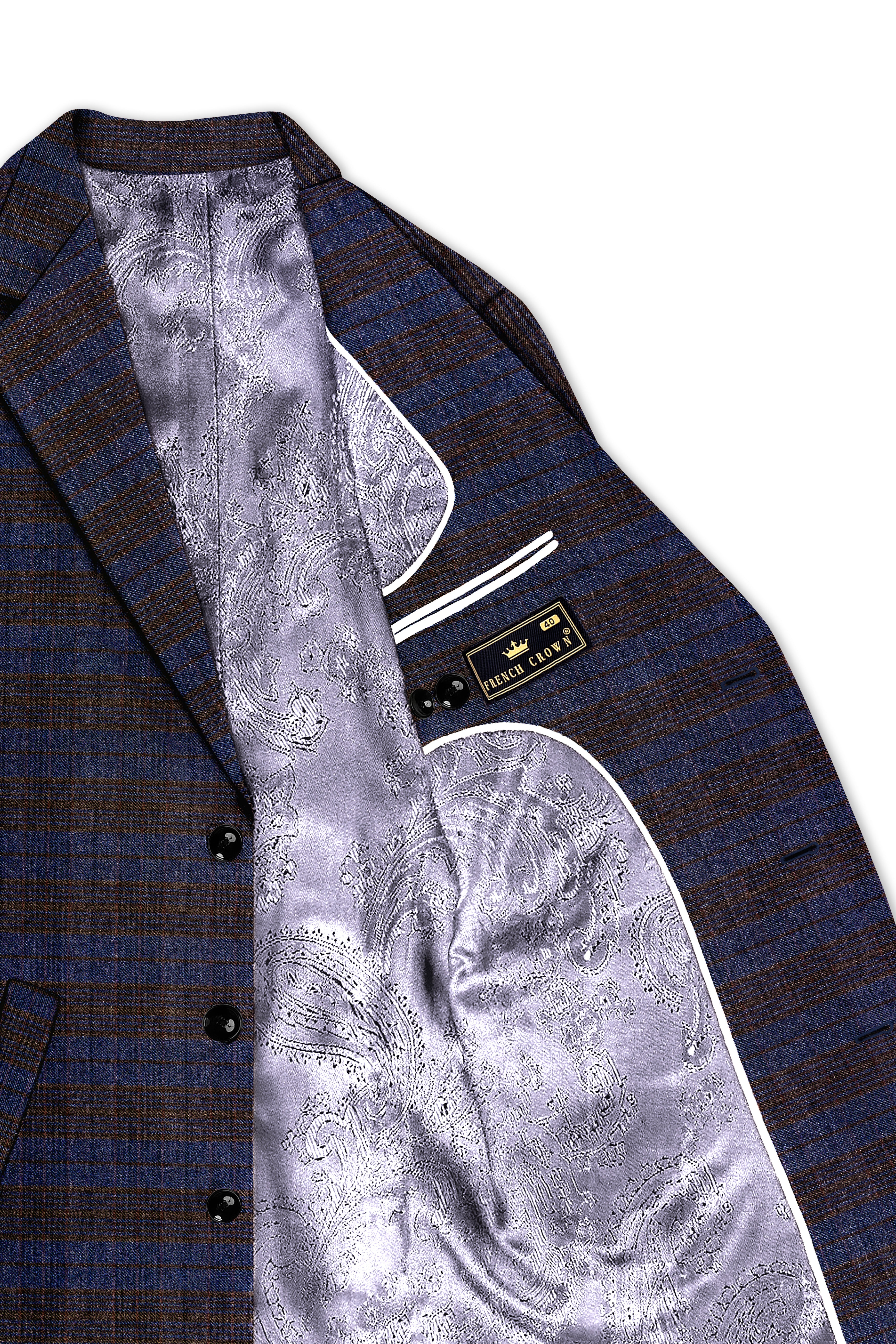 Velourish-Tealish Blue And Tuatara Gray Glen Plaid Tweed Single Breasted Overcoat With Pant