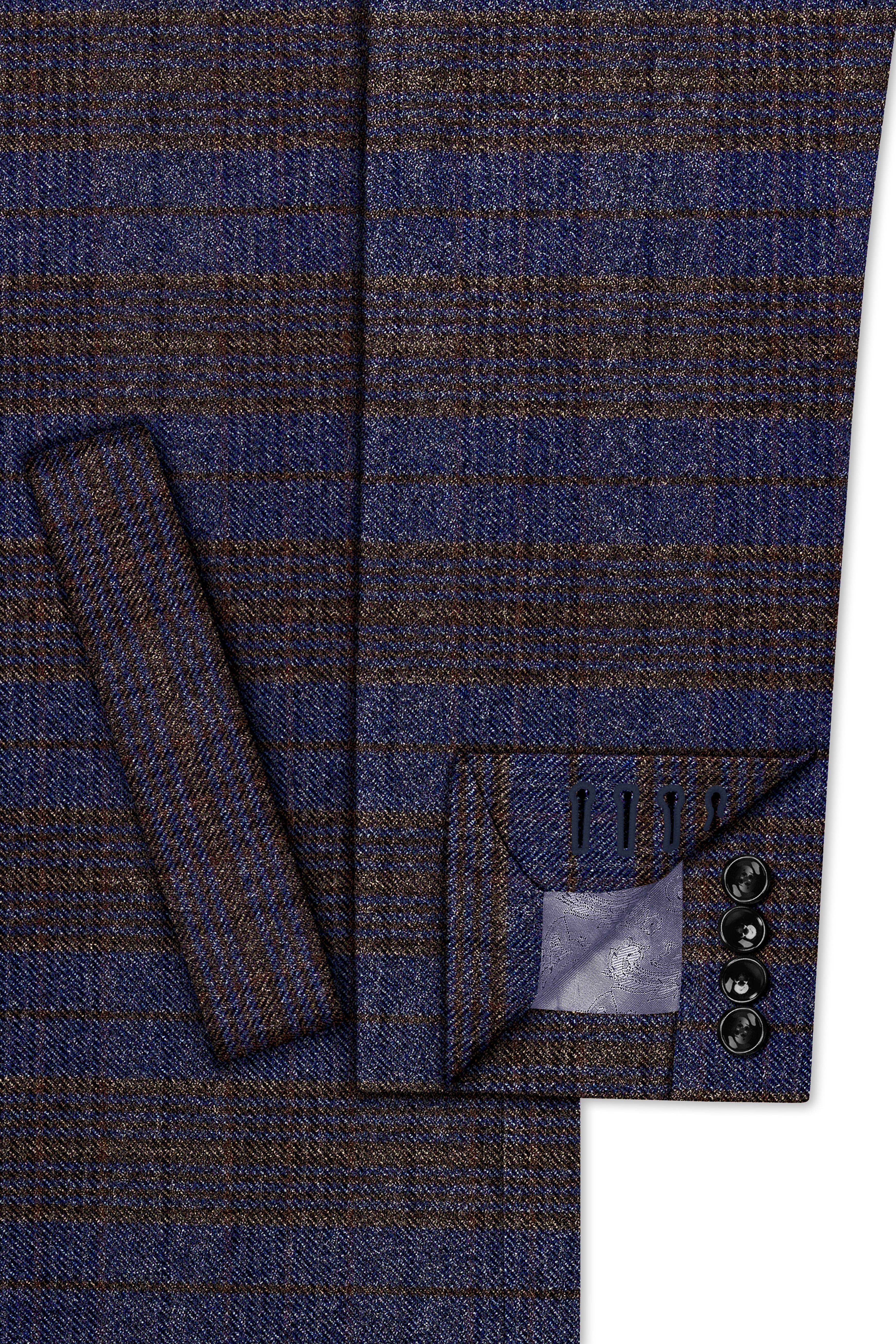 Velourish-Tealish Blue And Tuatara Gray Glen Plaid Tweed Single Breasted Overcoat With Pant
