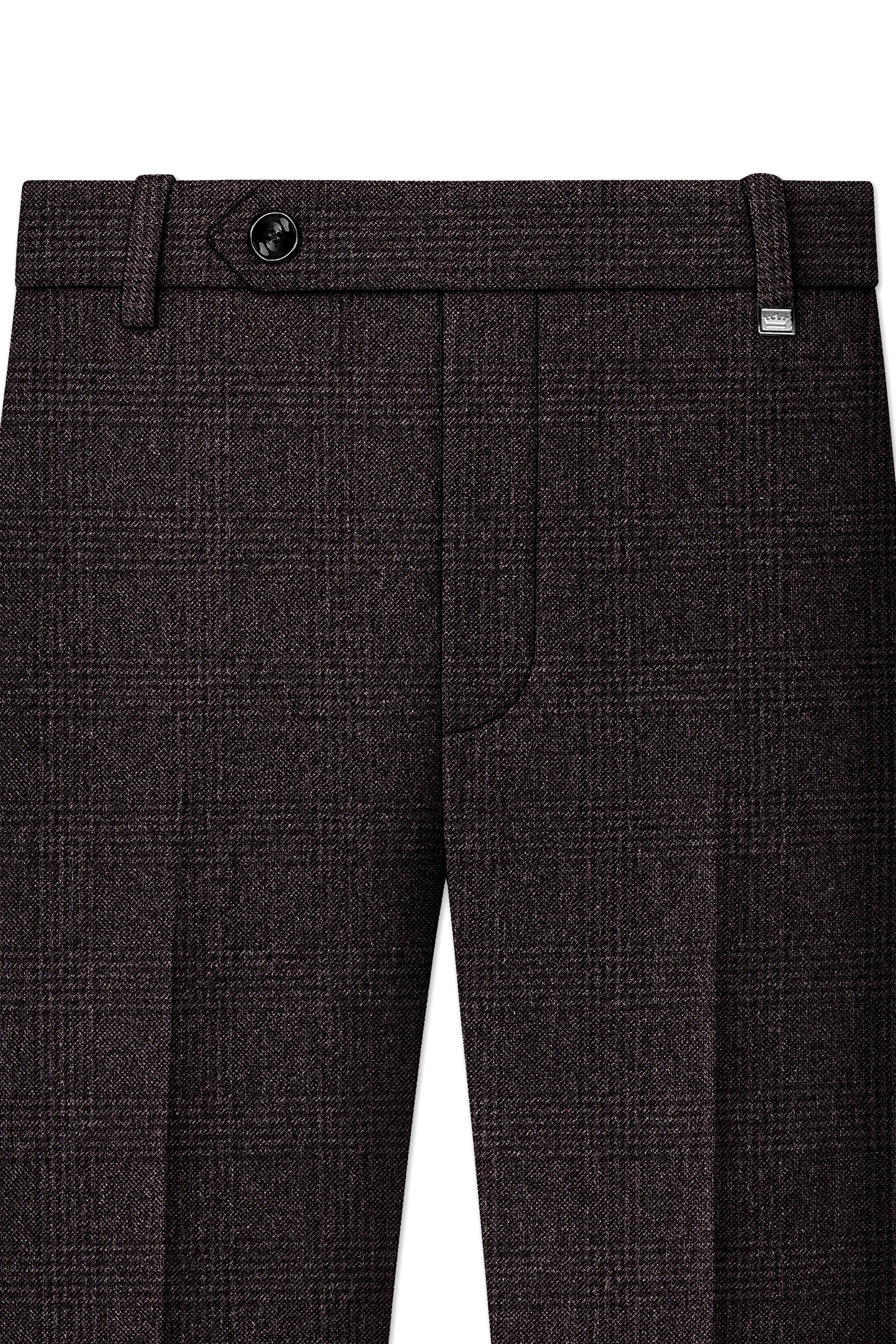 Bruno-Chicago Brown Wales Plaid Tweed Single Breasted Overcoat With Pant