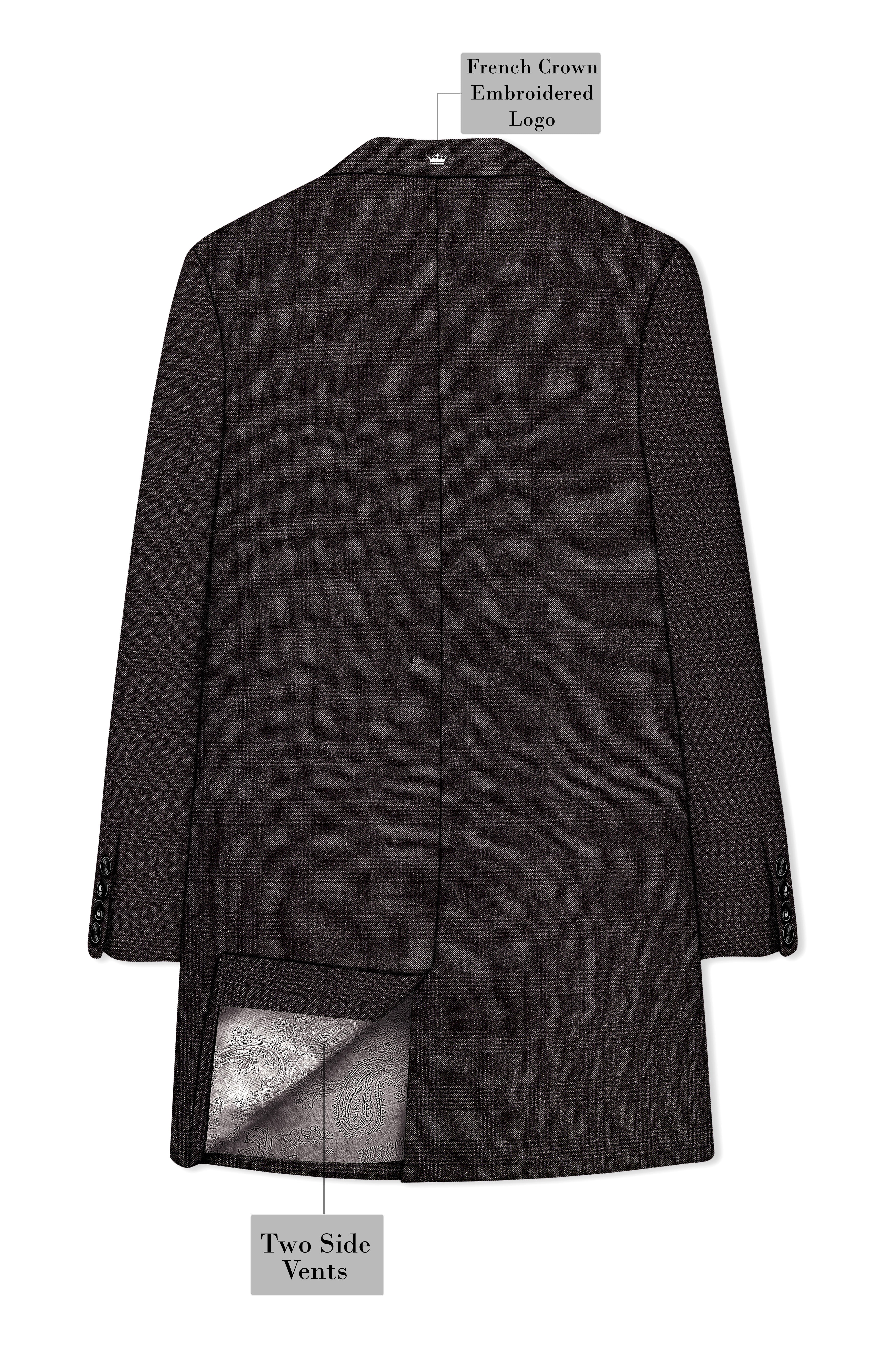 Bruno-Chicago Brown Wales Plaid Tweed Single Breasted Overcoat With Pant