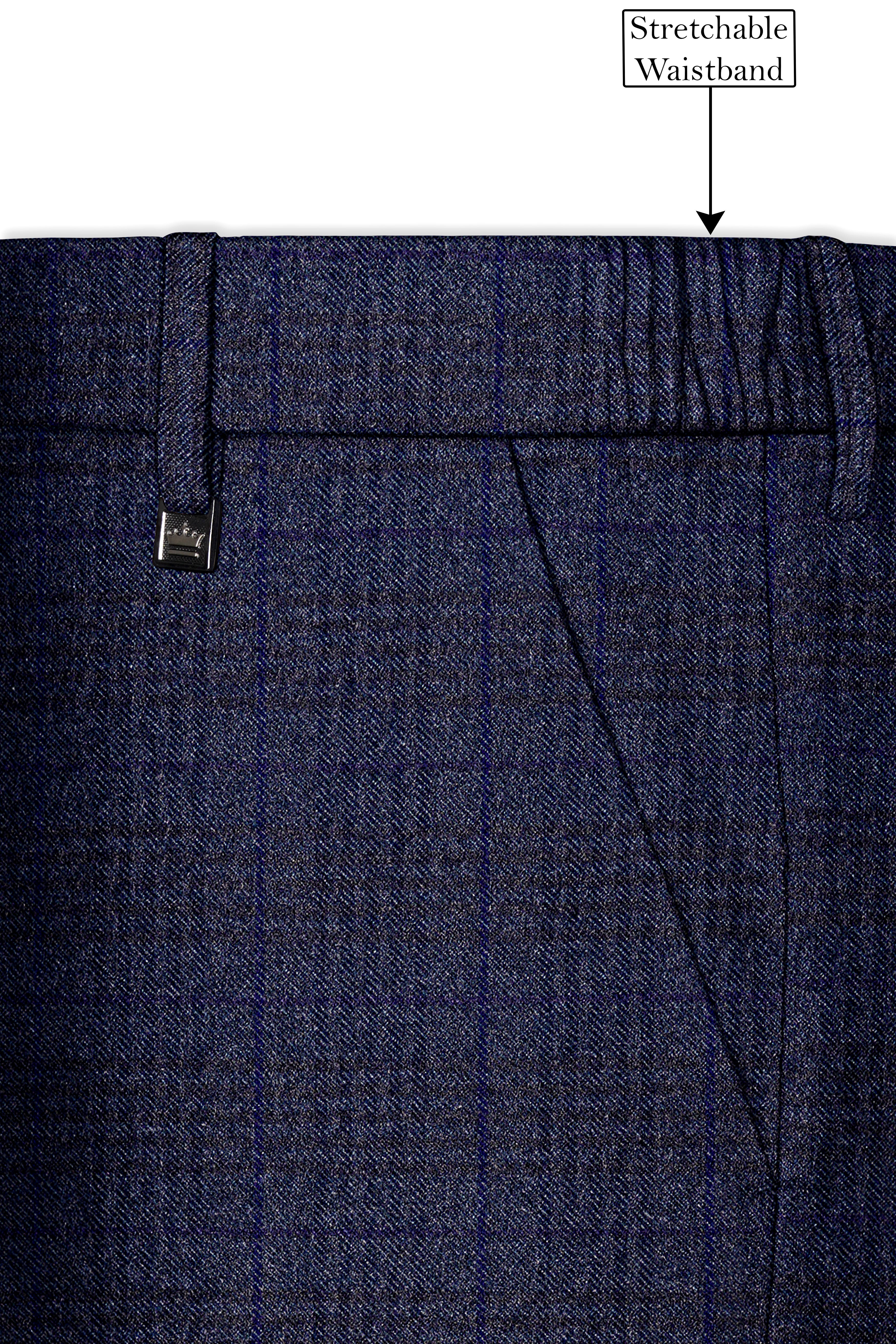 Horizon-Martinique Blue windowpane Tweed Single Breasted Overcoat With Pant