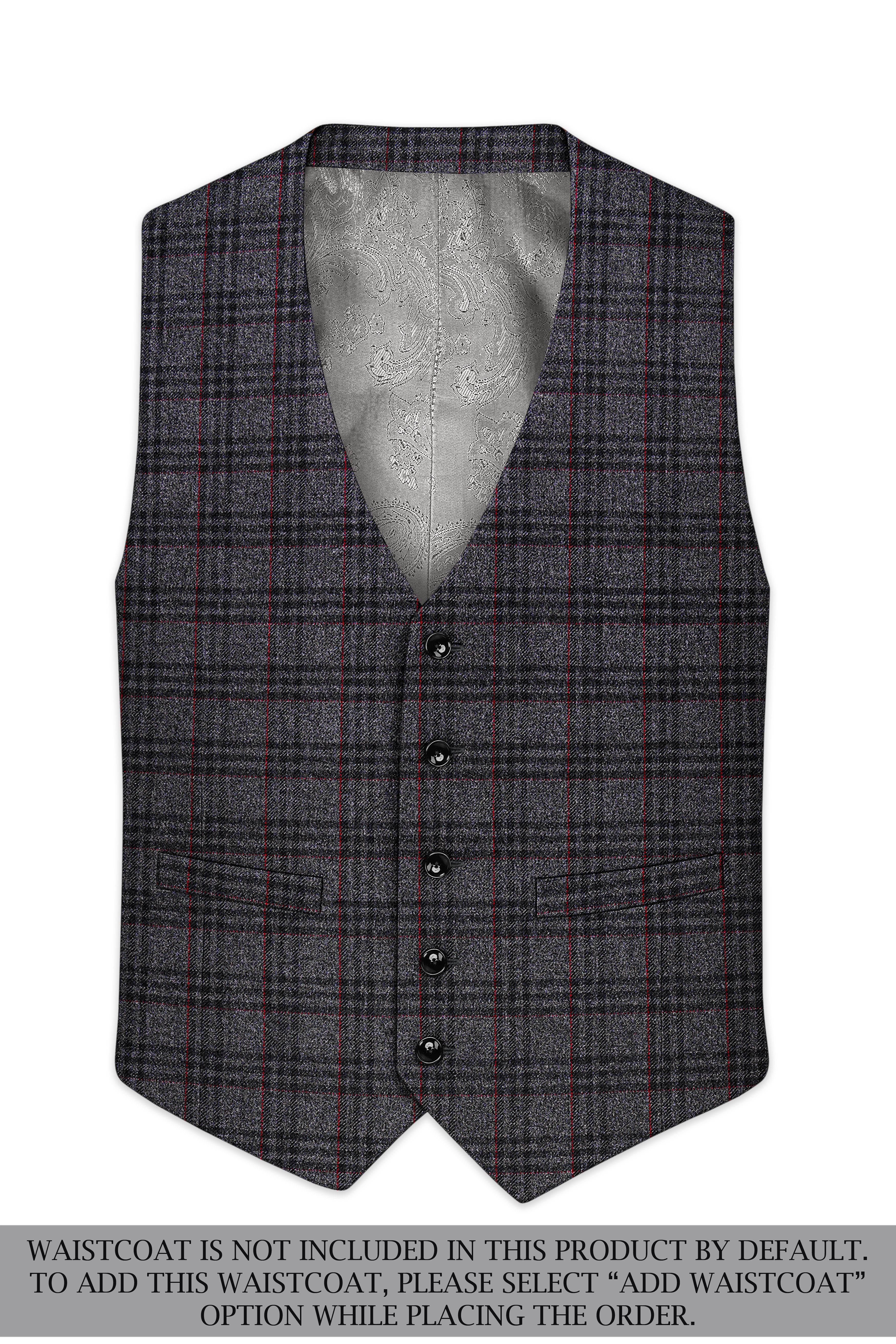 Velours-Ship Gray Plaid Tweed Single Breasted Overcoat With Pant