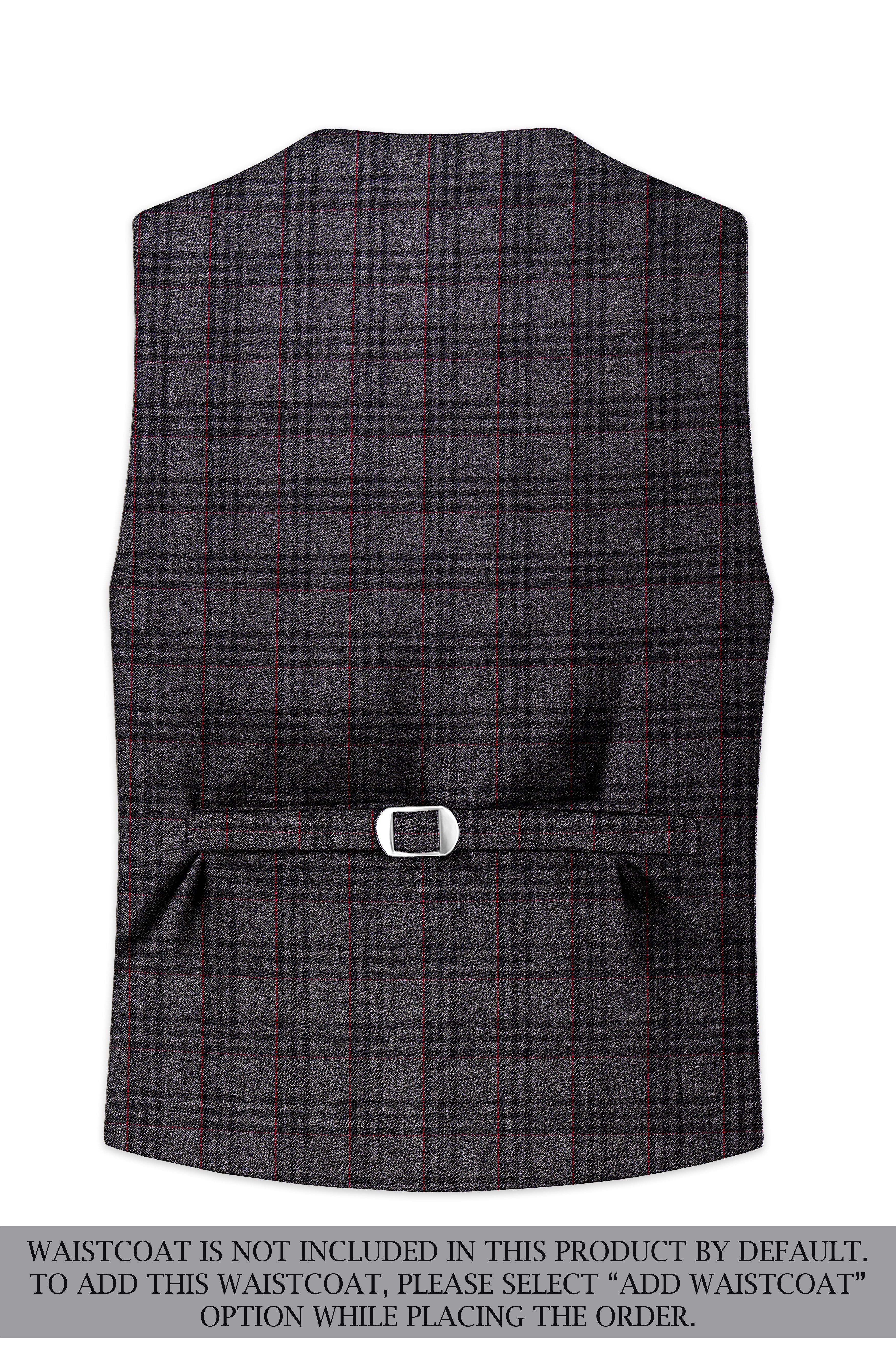 Velours-Ship Gray Plaid Tweed Single Breasted Overcoat With Pant