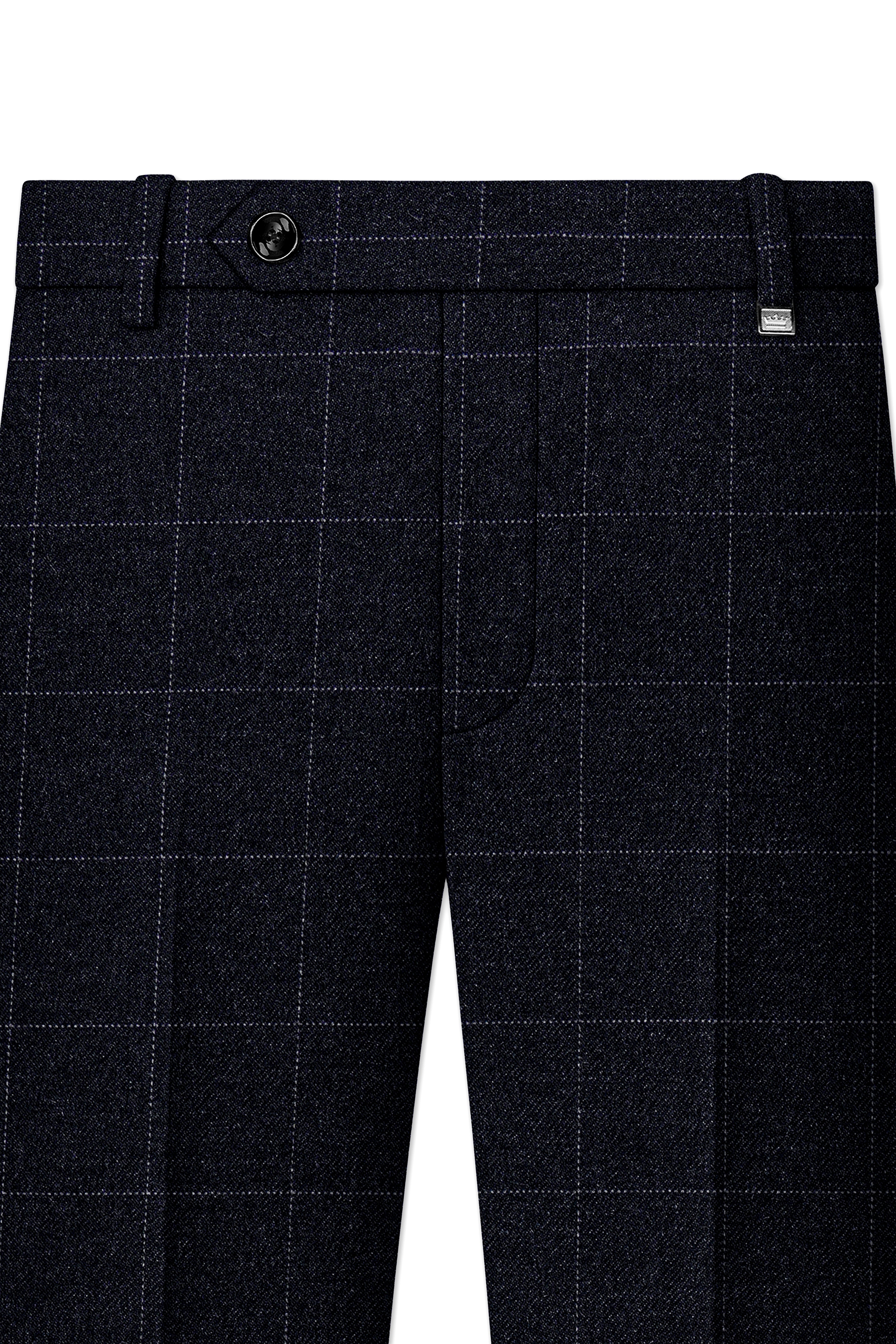 Fenrir-Shark Gray windowpane Tweed Single Breasted Overcoat With Pant