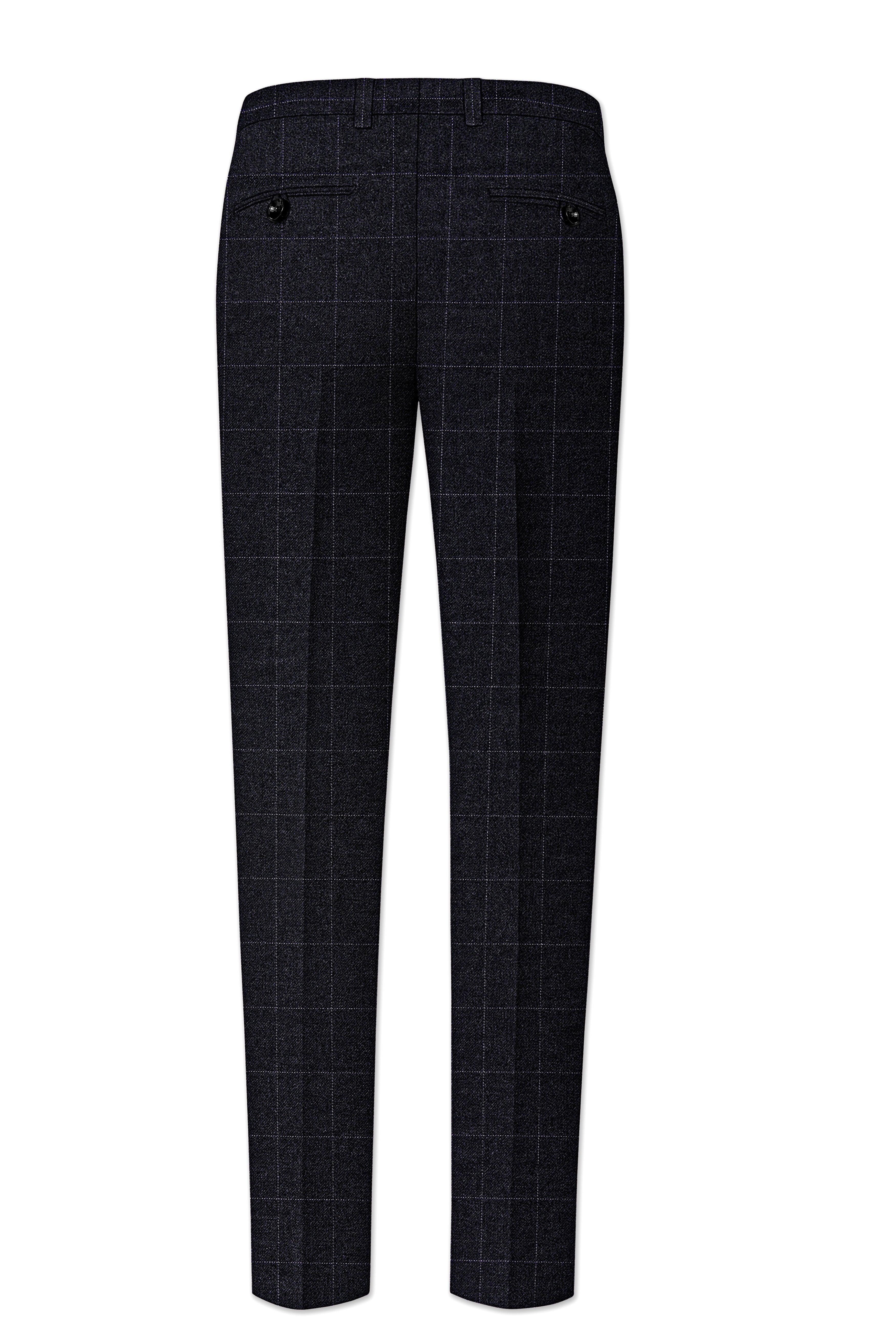 Fenrir-Shark Gray windowpane Tweed Single Breasted Overcoat With Pant