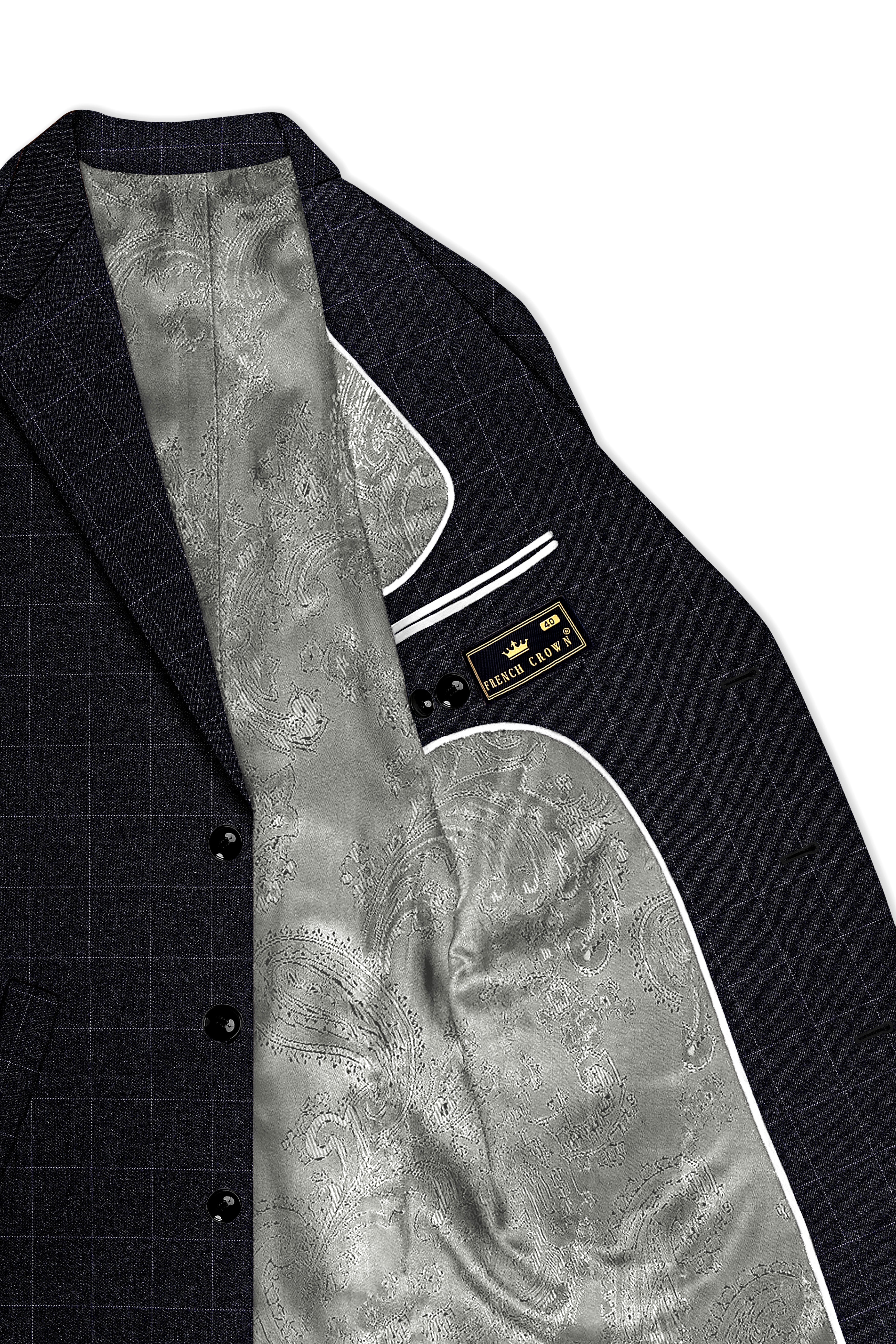 Fenrir-Shark Gray windowpane Tweed Single Breasted Overcoat With Pant