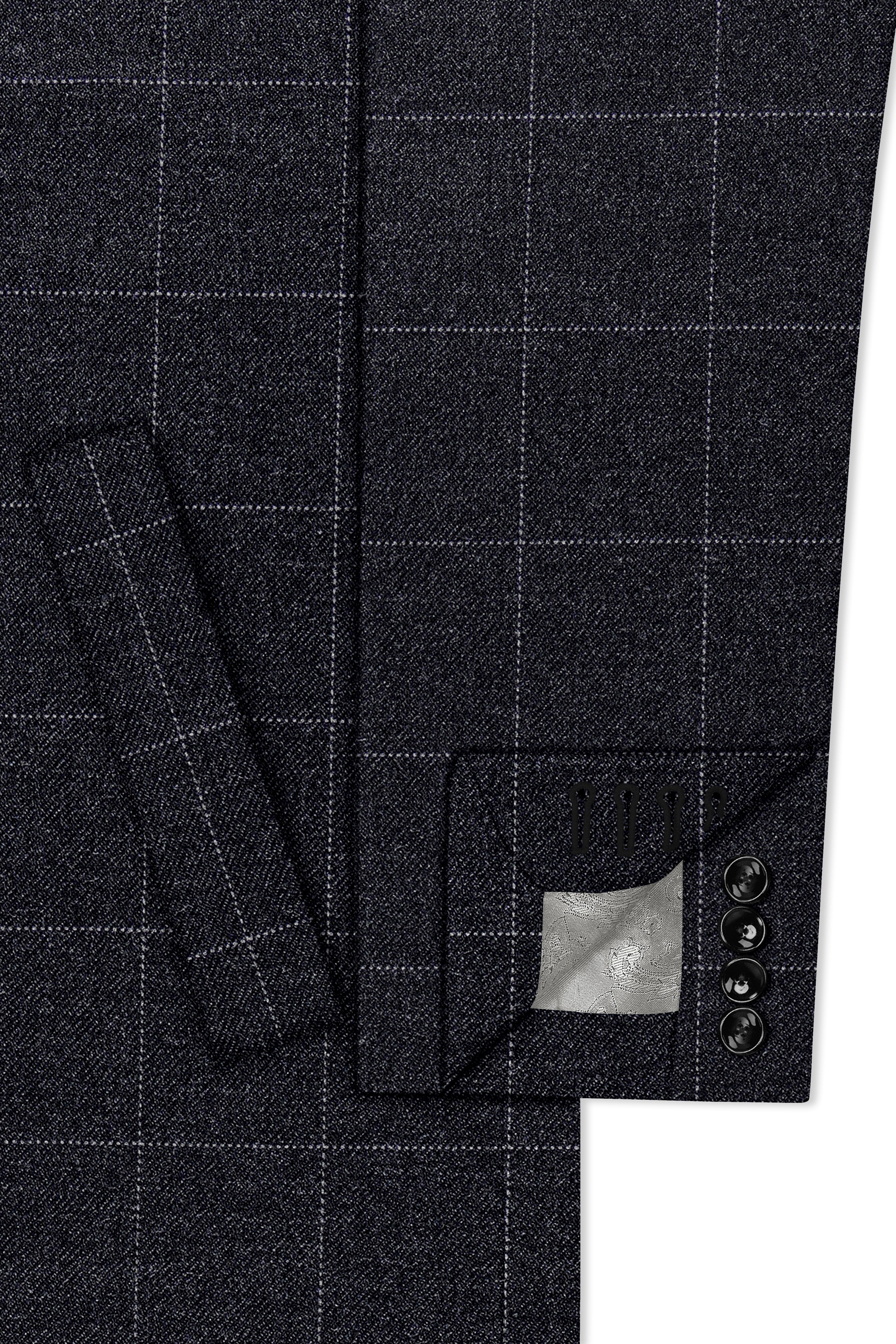 Fenrir-Shark Gray windowpane Tweed Single Breasted Overcoat With Pant