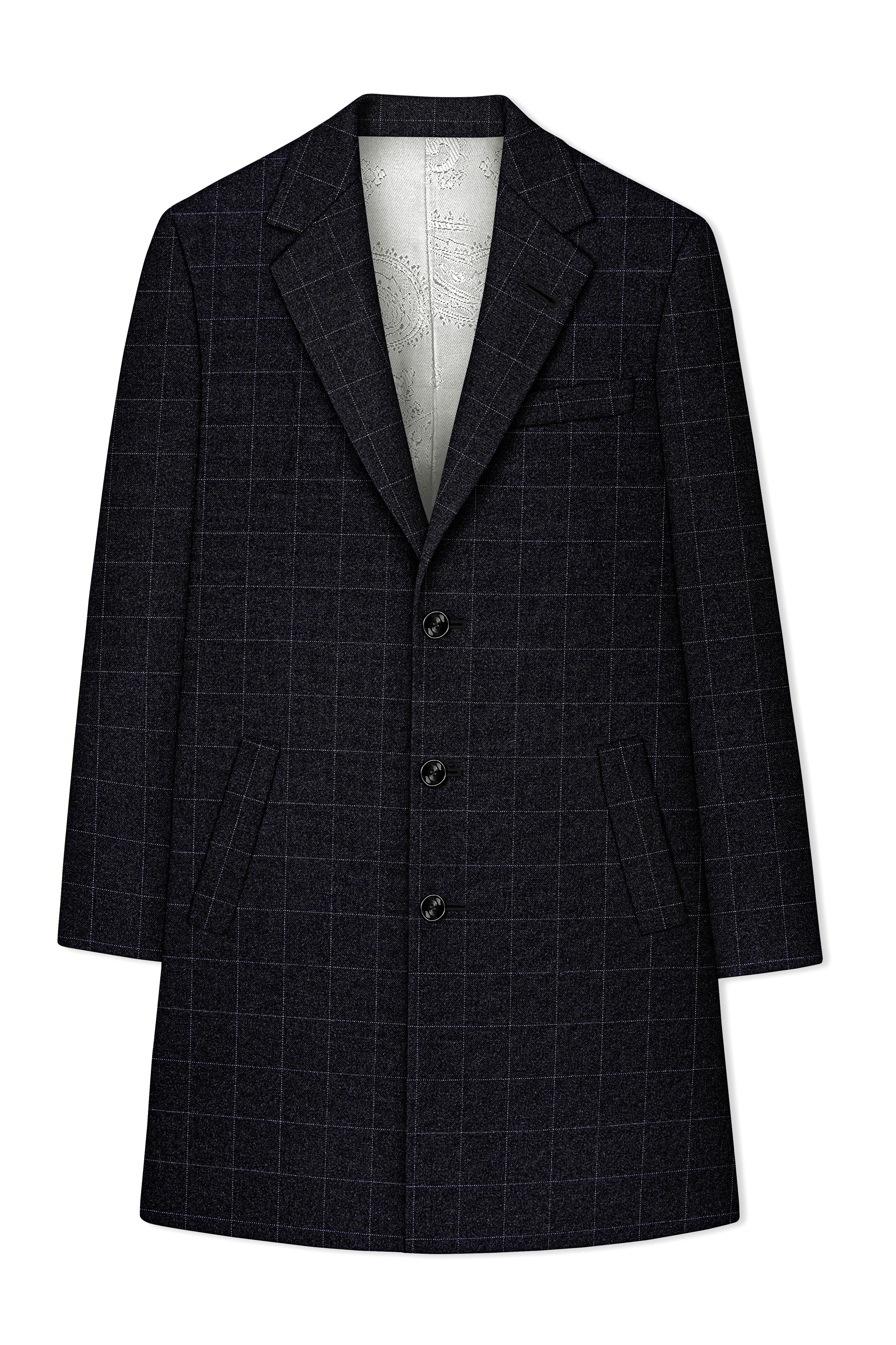 Fenrir-Shark Gray windowpane Tweed Single Breasted Overcoat With Pant