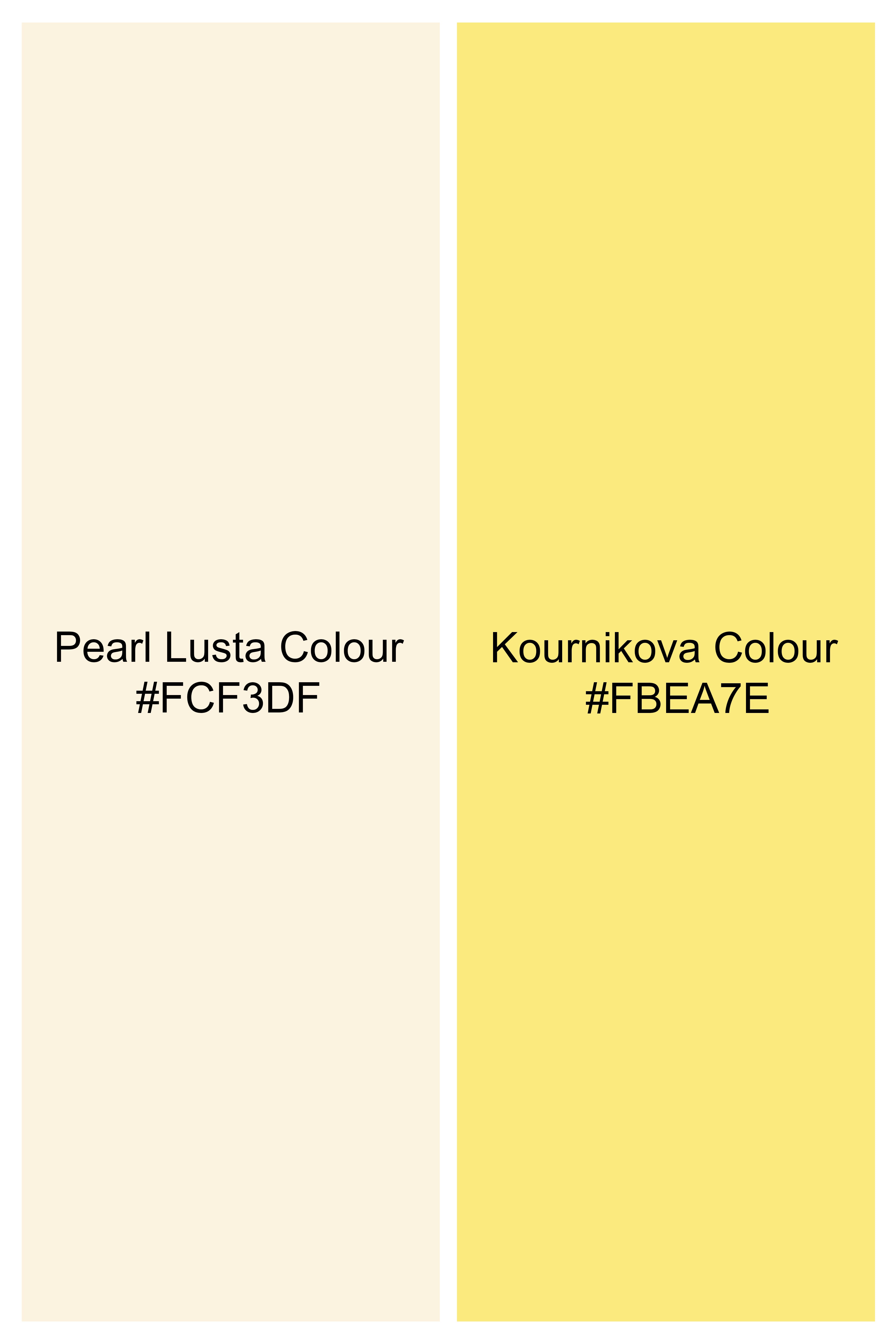 Kournikova Yellow with Pearl Lusta Beige Paisley Jacquard Tie with Pocket Square TP043