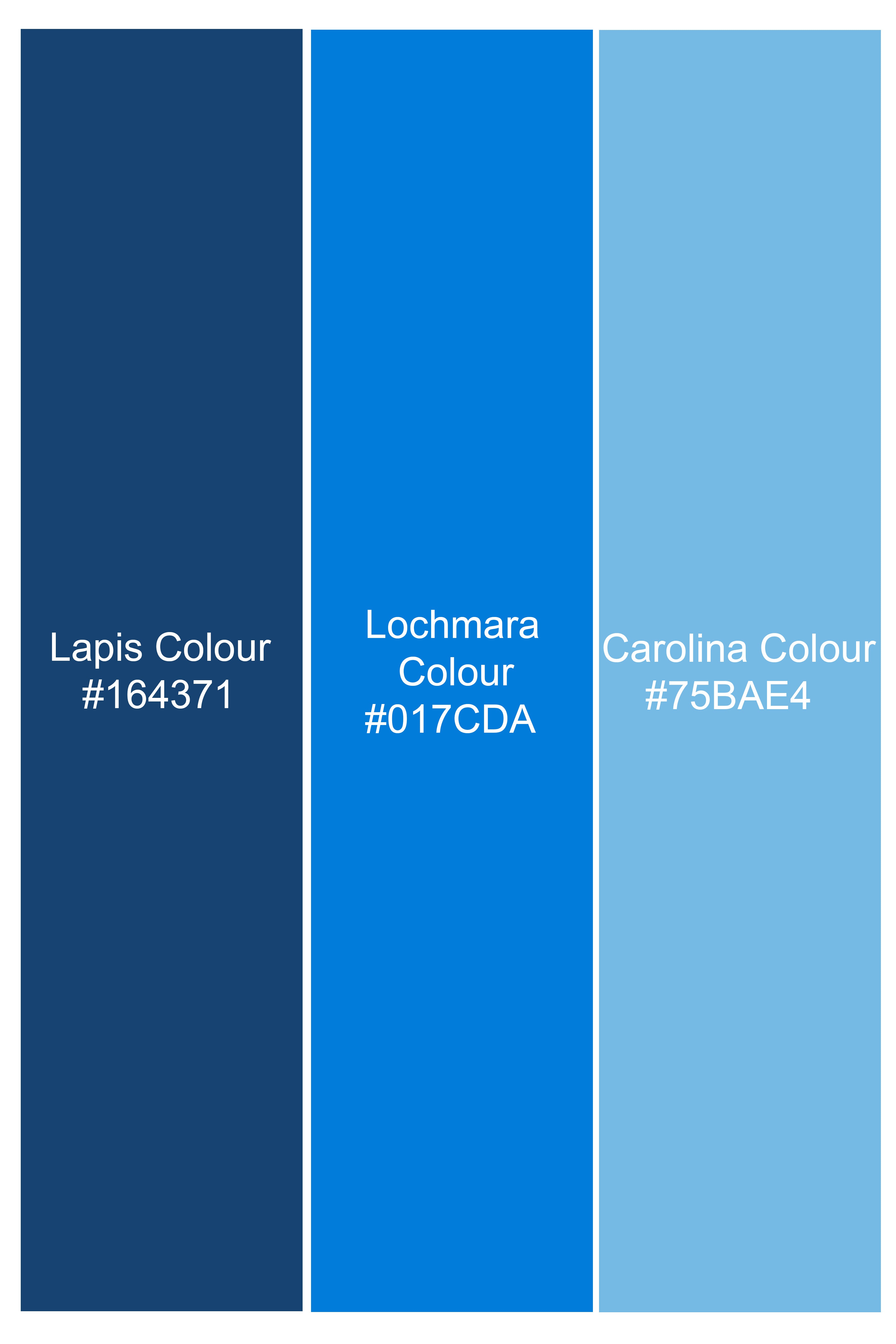 Lapis Blue Checkered Jacquard Tie with Pocket Square TP047