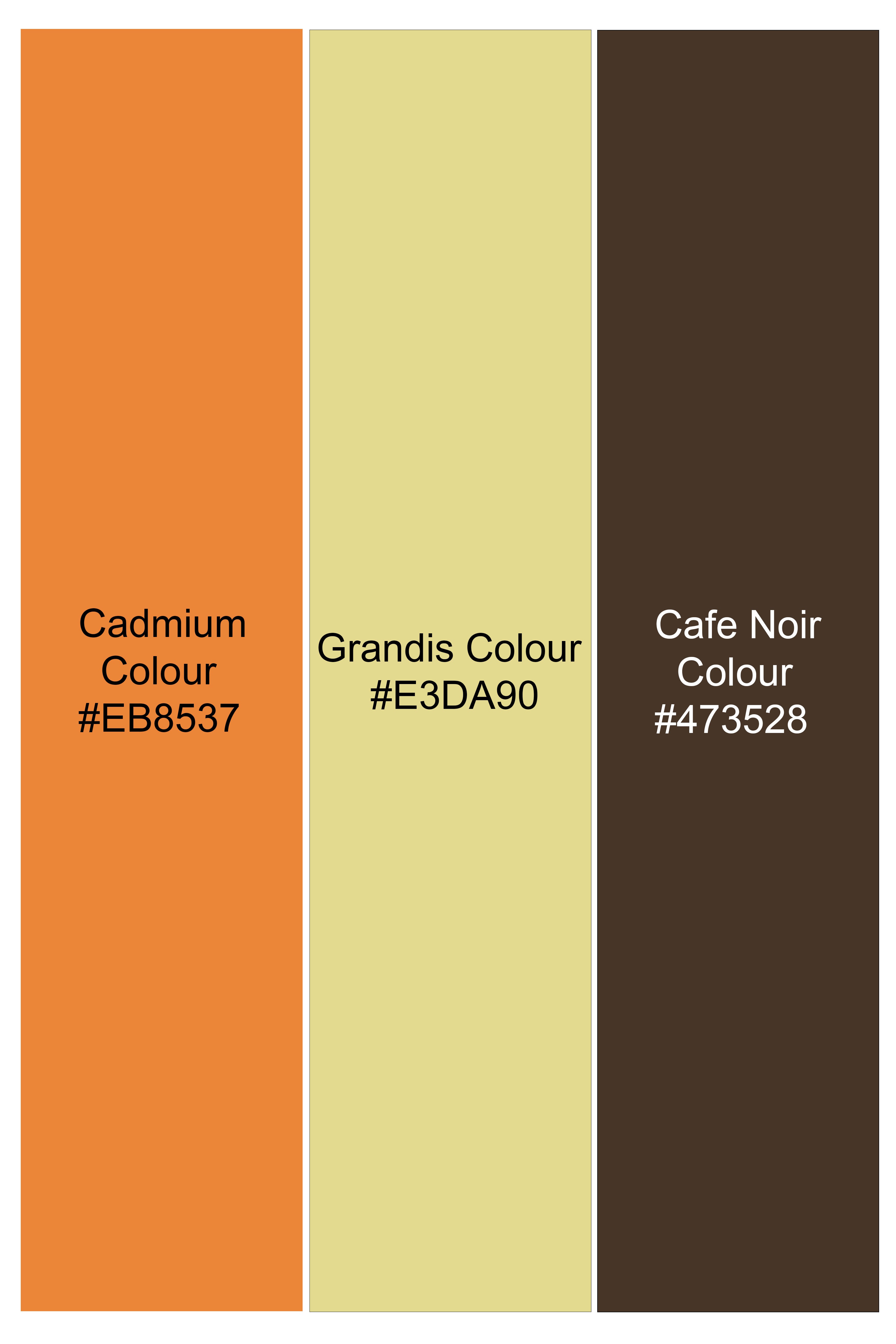 Cadmium Orange with Cafe Noir Brown Paisley Jacquard Tie with Pocket Square  TP054