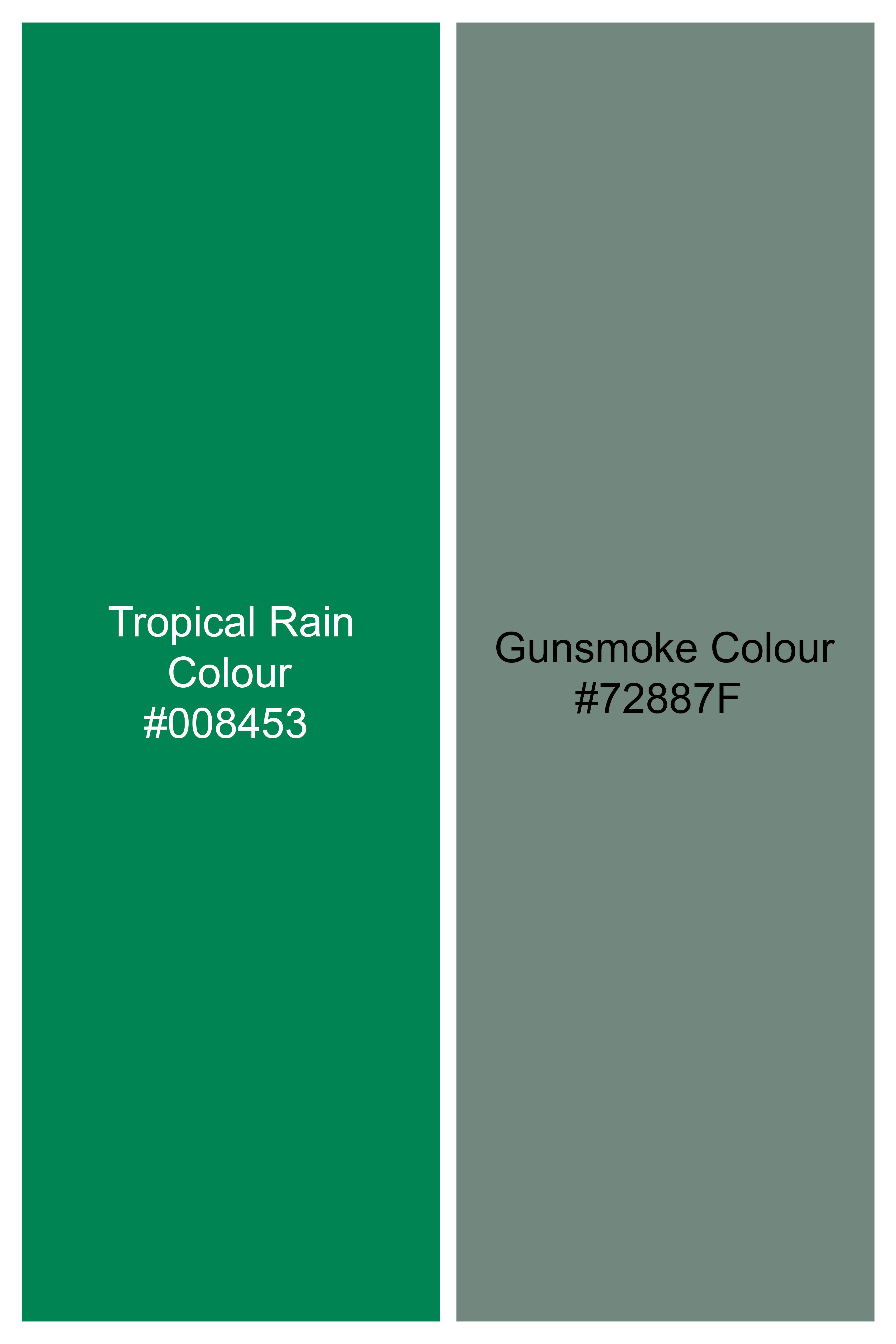 Tropical Rain Green with Gunsmoke Gray Paisley Jacquard Tie with Pocket Square  TP059