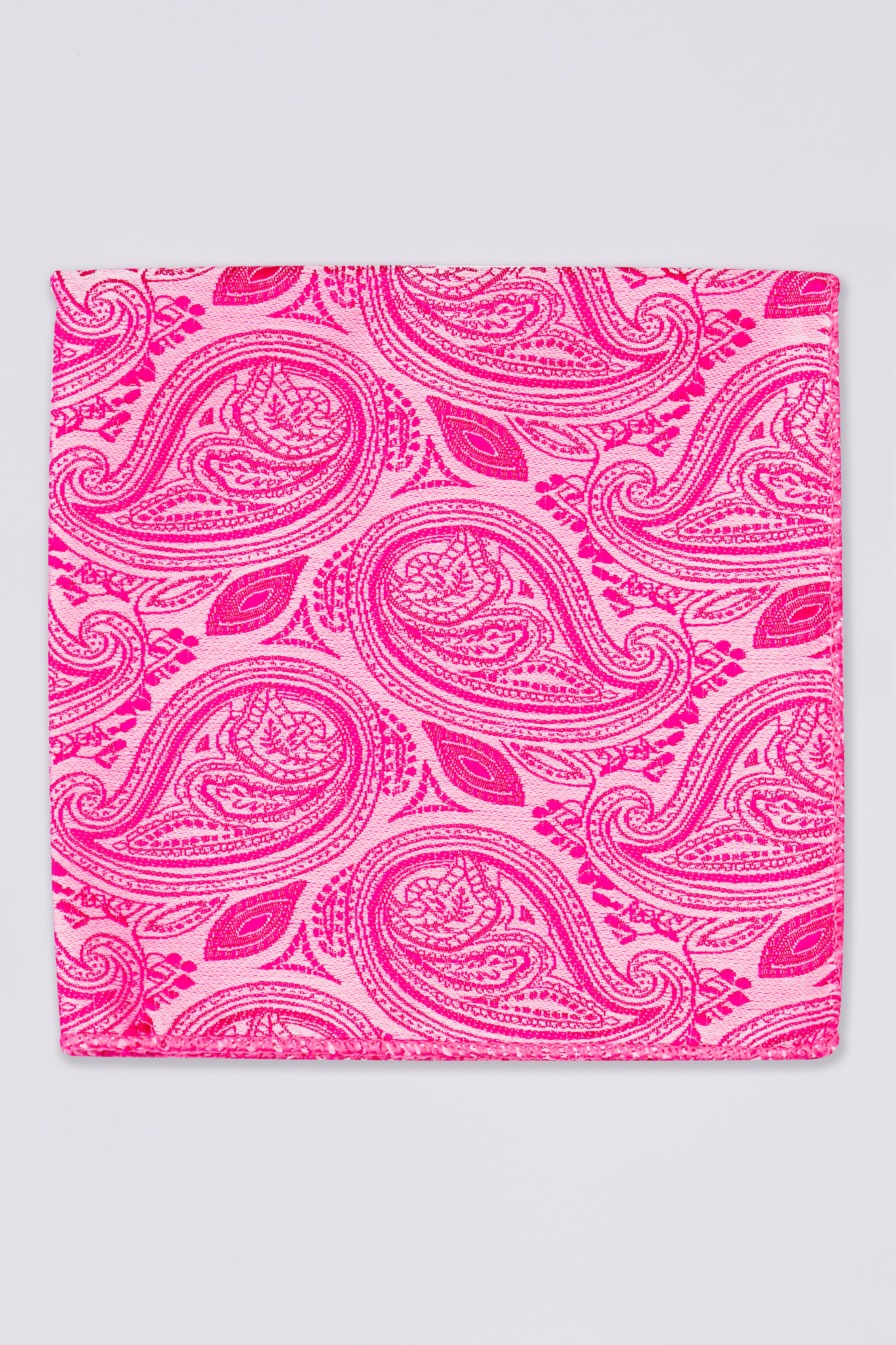 Magenta Pink with Illusion Light Pink Paisley Jacquard Tie with Pocket Square  TP060