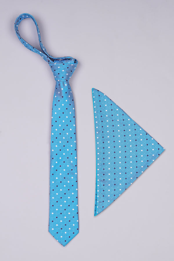 Shakespeare Light Blue Textutred Jacquard Tie with Pocket Square