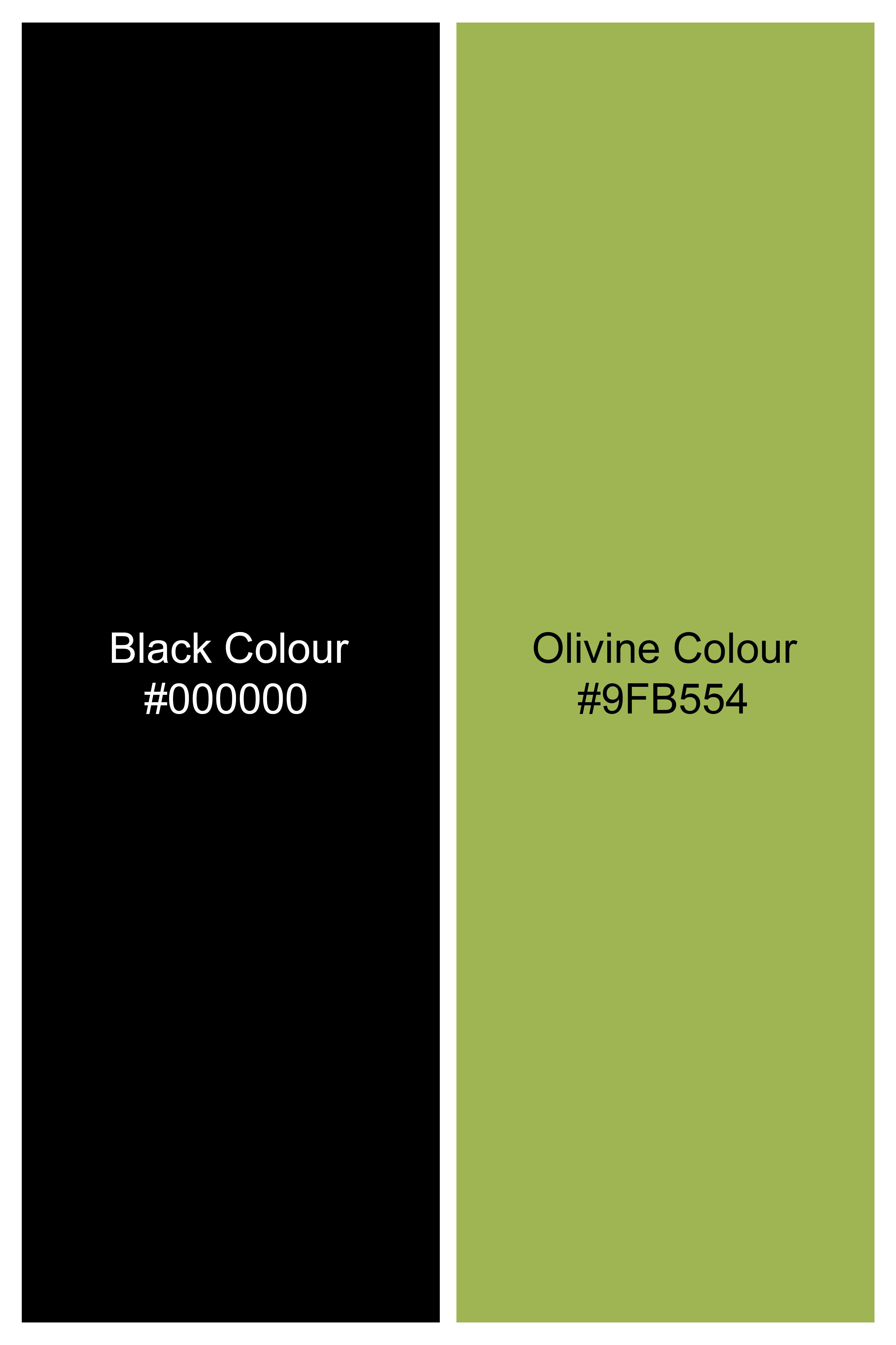 Jade Black with Olivine Green Paisley Jacquard Tie with Pocket Square TP067