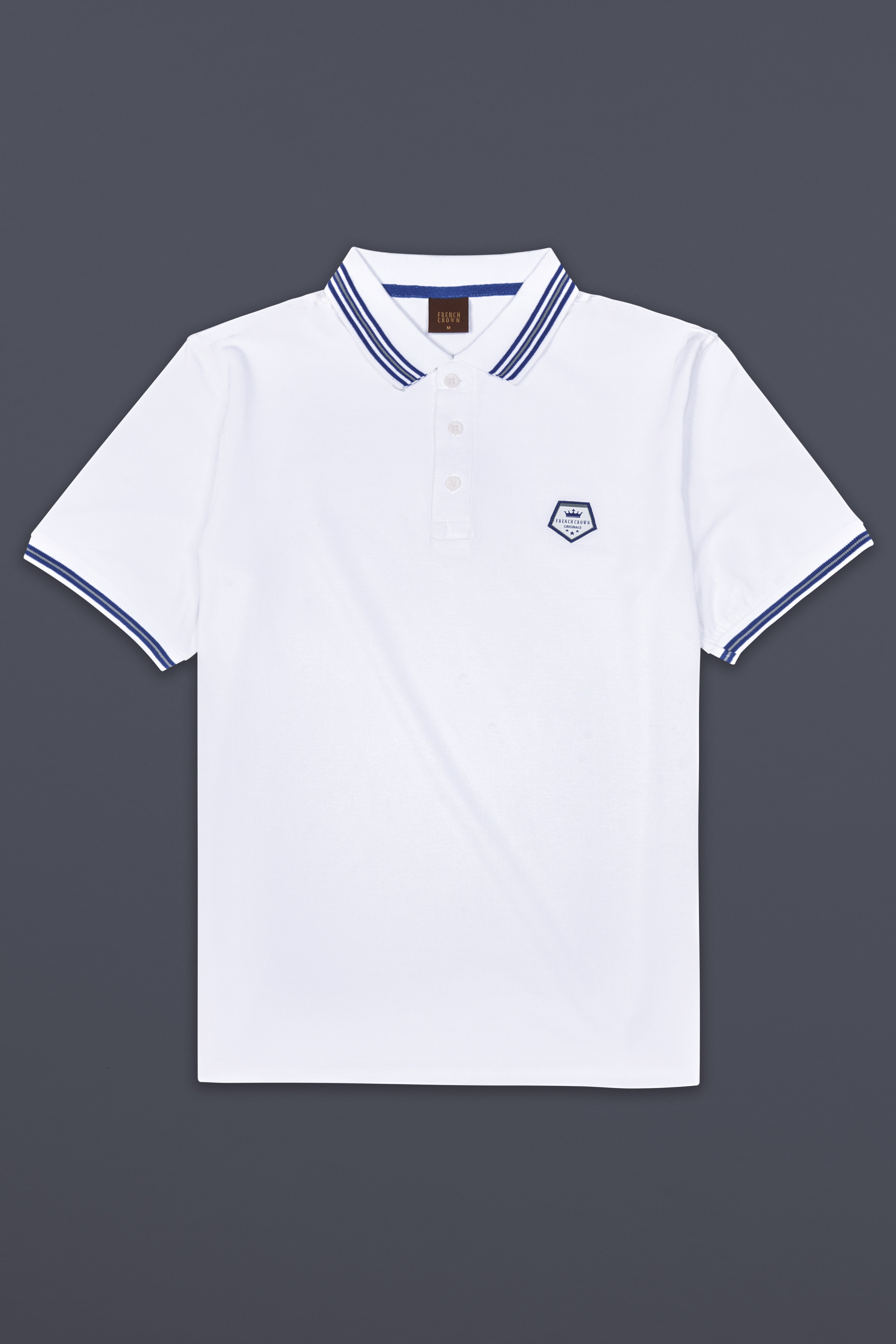 Velairn-Bright White Premium Cotton Pique Polo