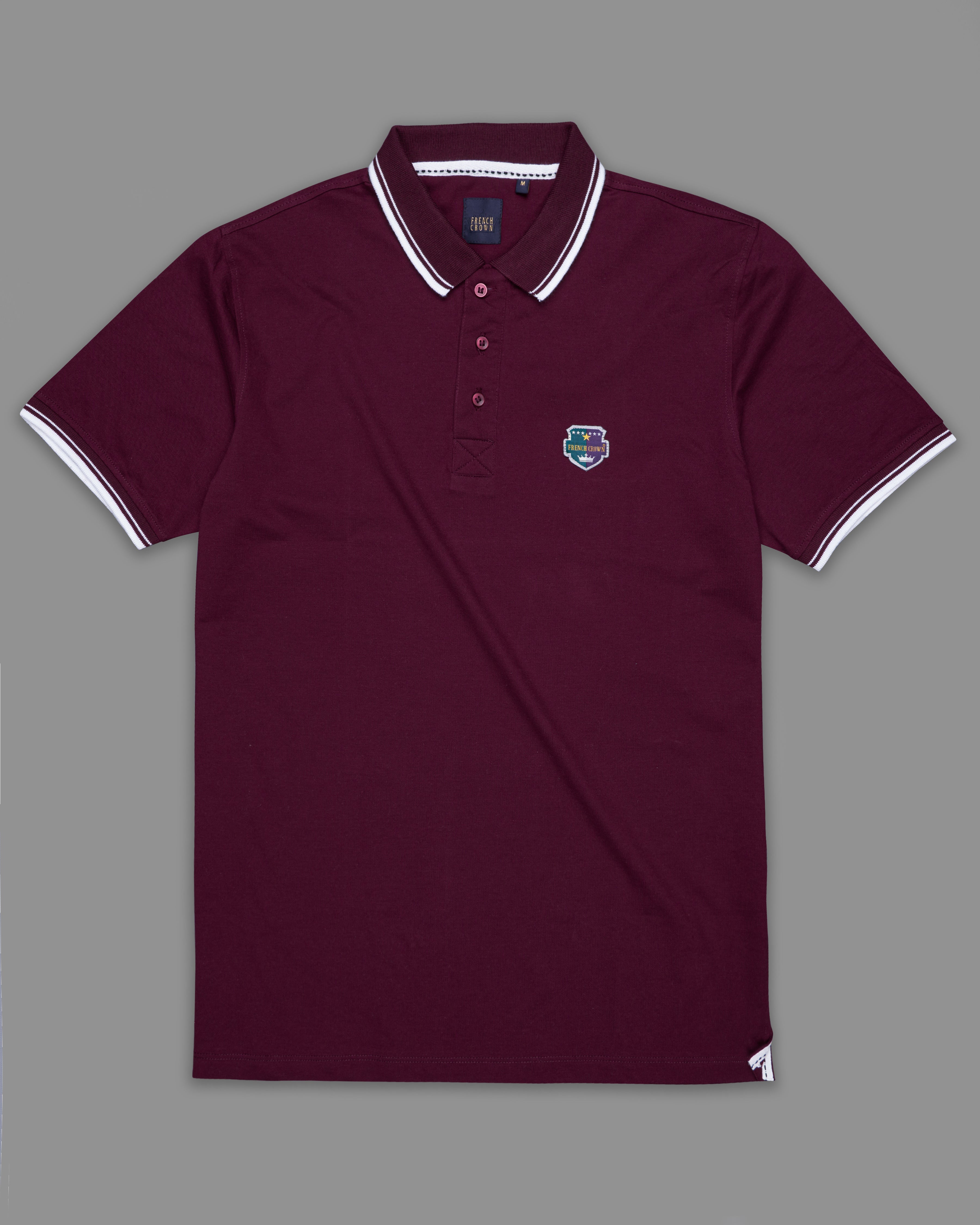 Barossa Maroon Organic Cotton Pique Polo TS825-S, TS825-M, TS825-L, TS825-XL, TS825-XXL