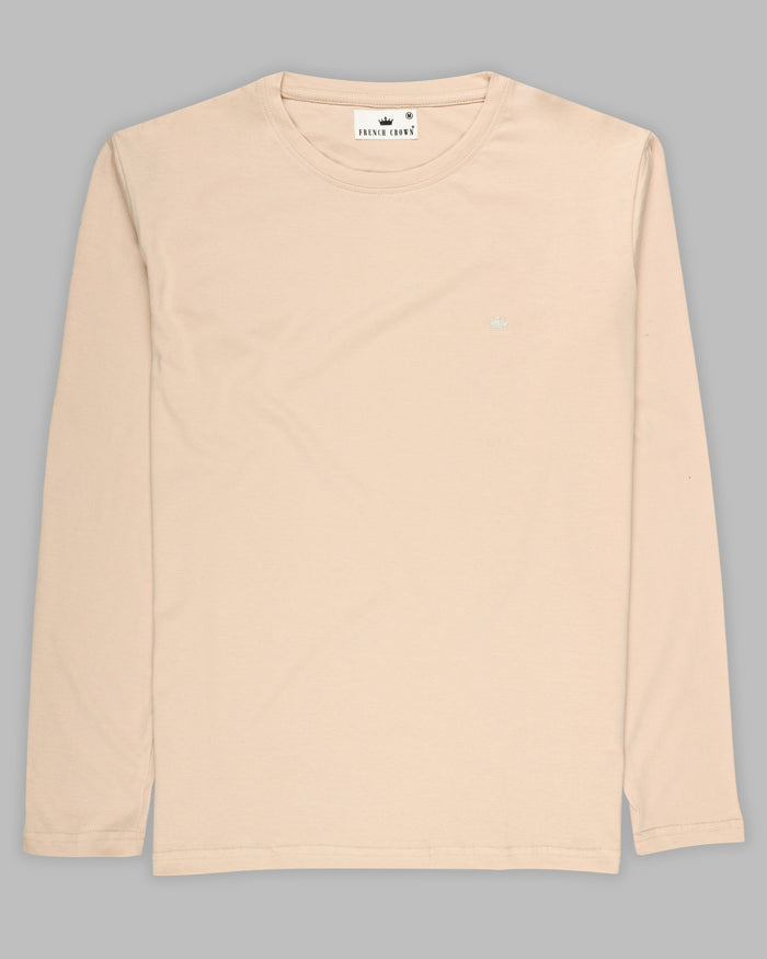 BEIGE FULL-SLEEVE SUPER SOFT PREMIUM COTTON T-SHIRT