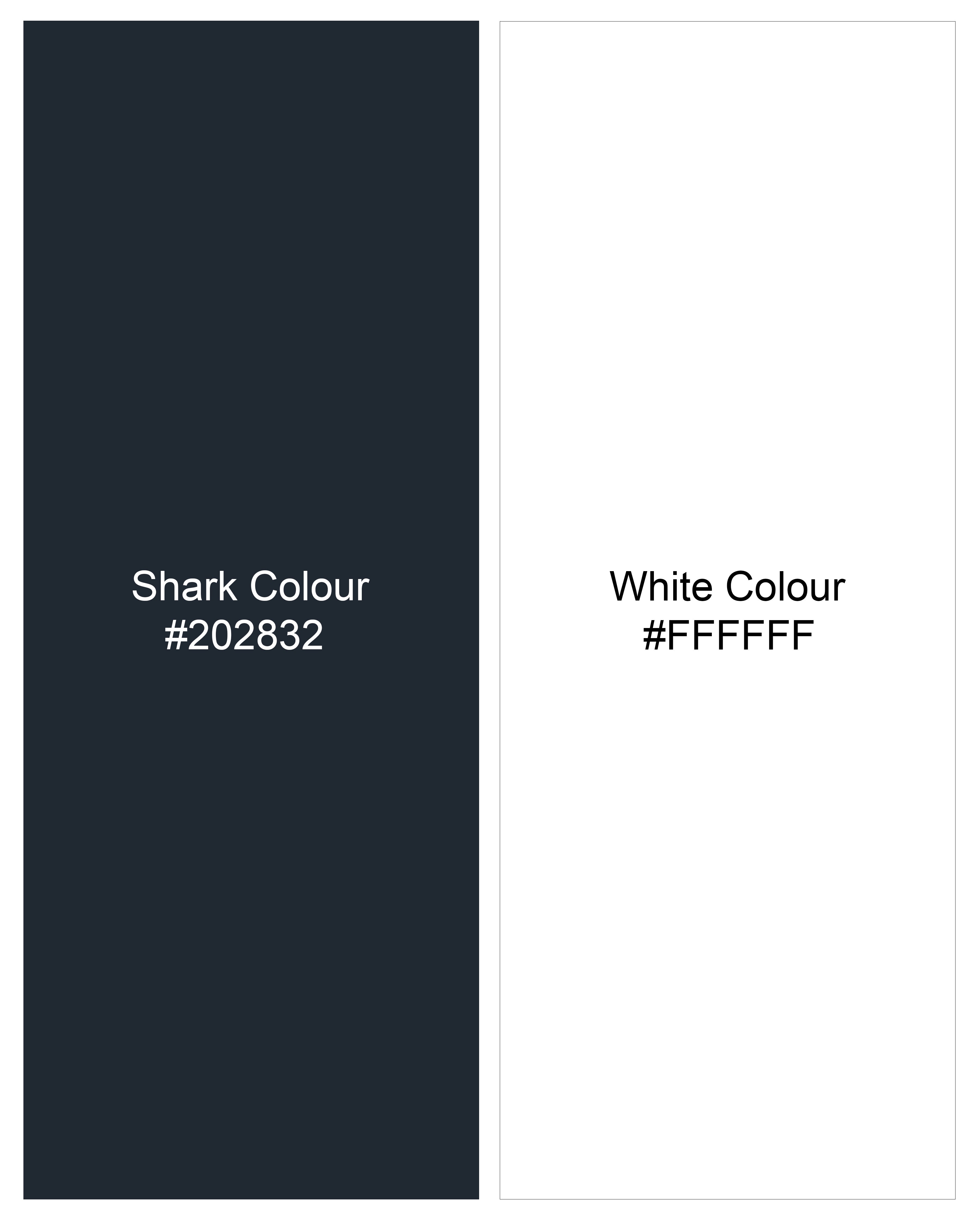 Shark Blue and White Jacquard Textured Flat-Knit Premium Cotton Polo TS874-S, TS874-M, TS874-L, TS874-XL, TS874-XXL