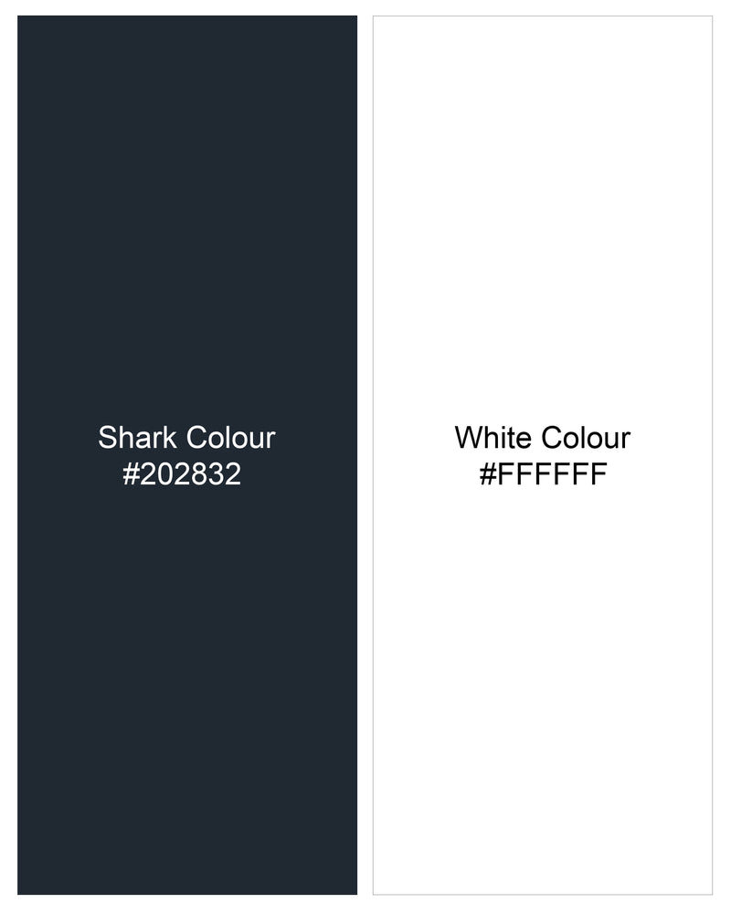 Shark Blue and White Jacquard Textured Flat-Knit Premium Cotton Polo TS874-S, TS874-M, TS874-L, TS874-XL, TS874-XXL