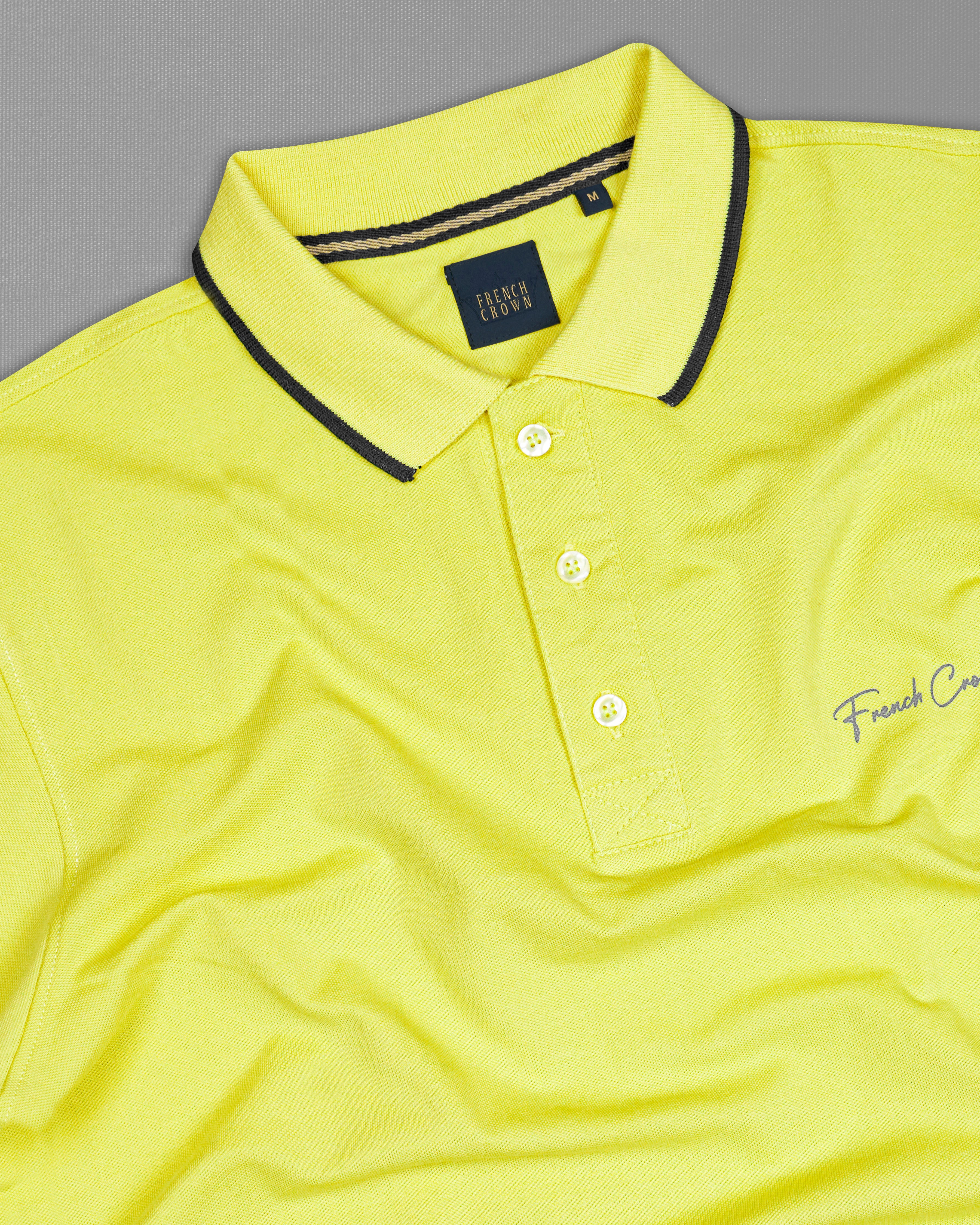 Lemon Yellow Half Sleeves Super Soft Premium Polo Neck Cotton T