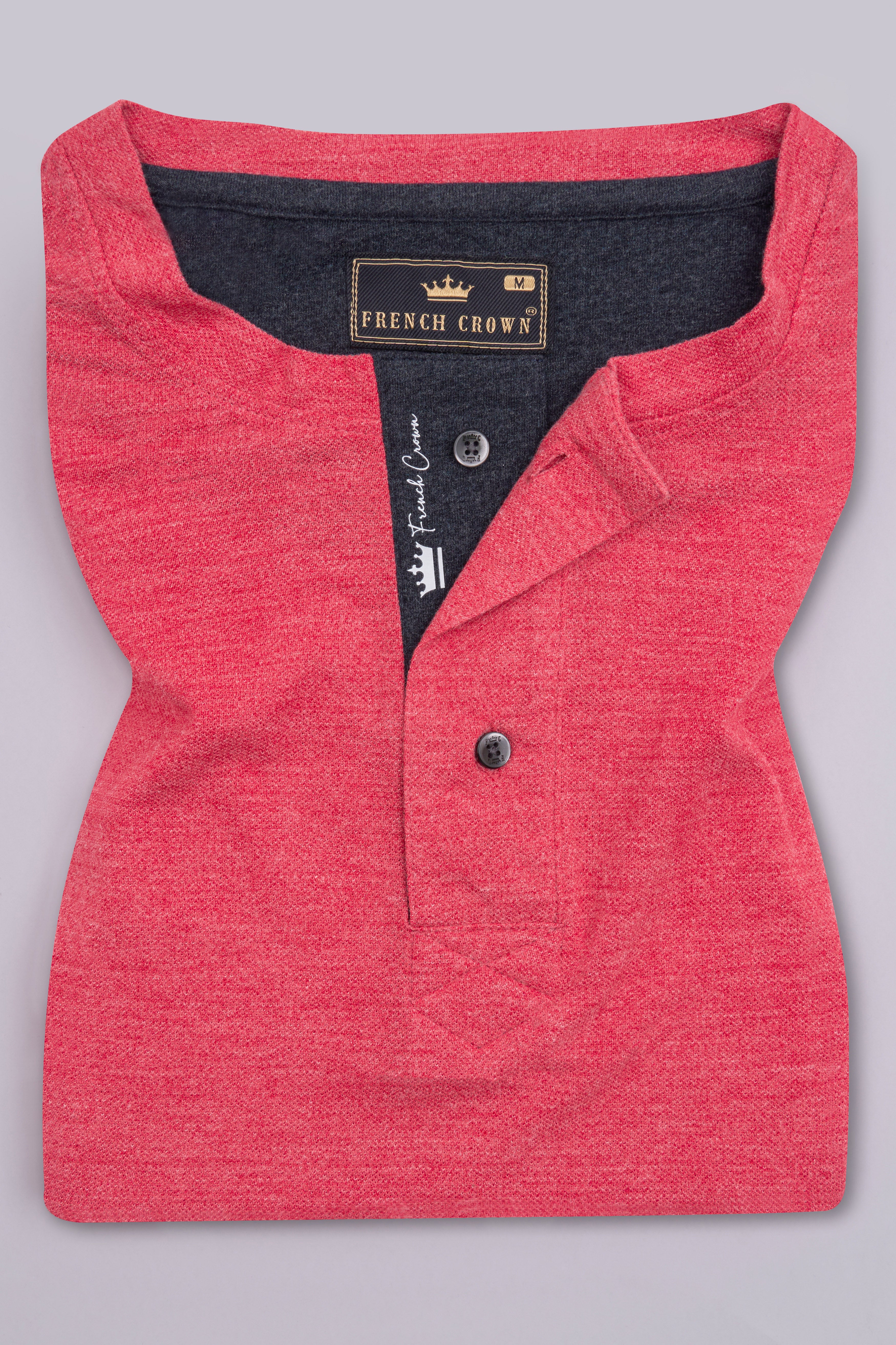 Cranberry Red Premium Cotton Round Neck Pique T-Shirt