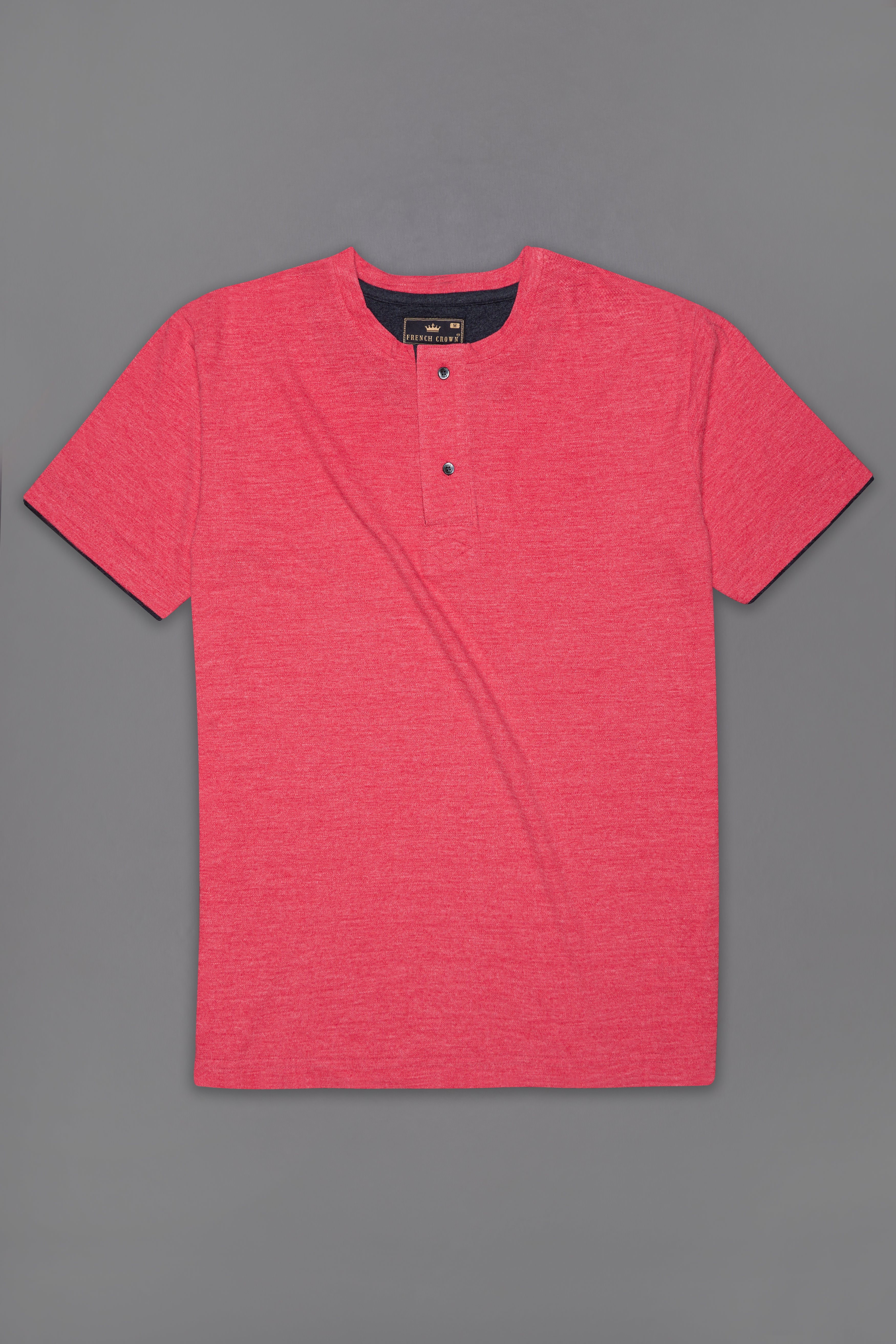 Cranberry Red Premium Cotton Round Neck Pique T-Shirt