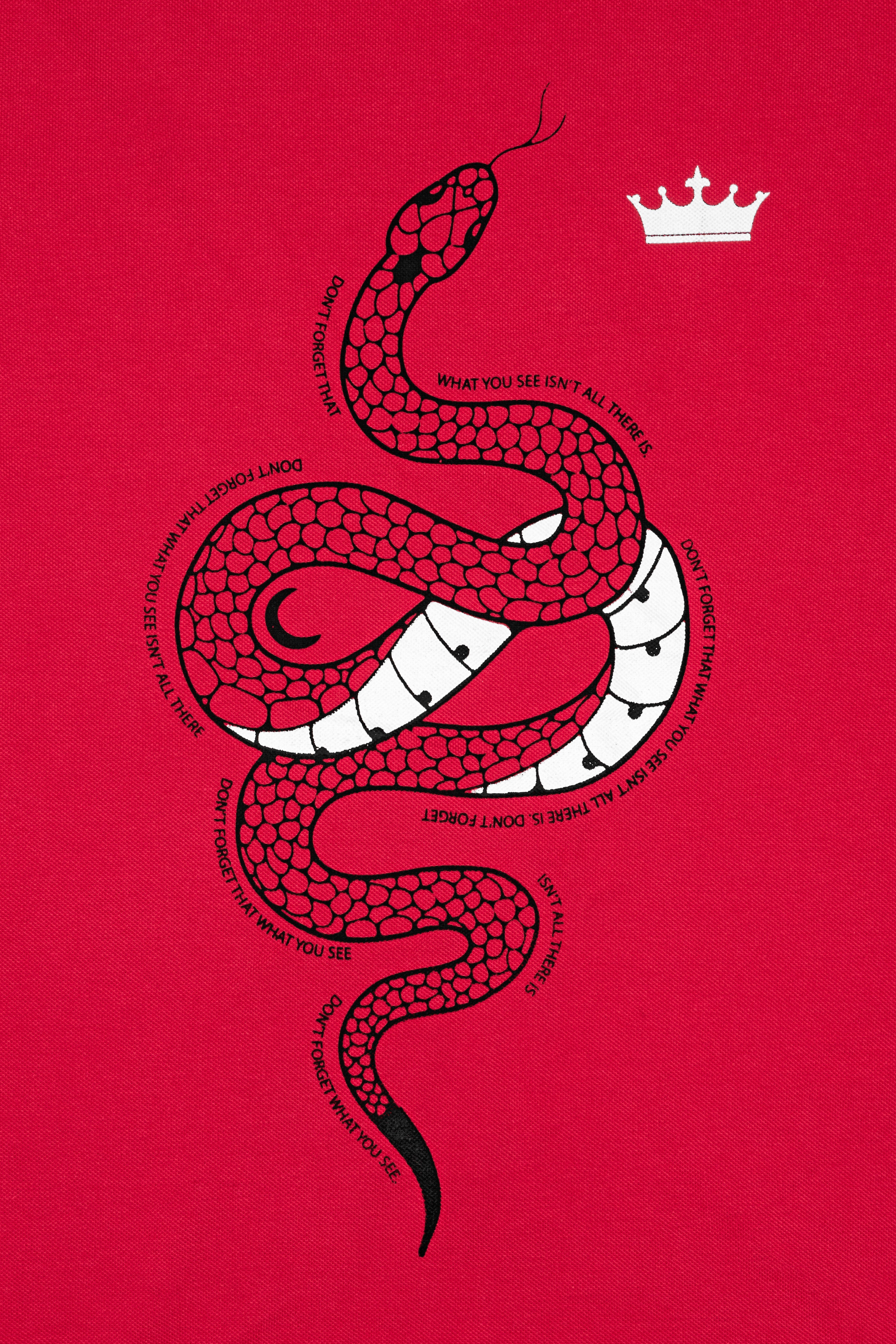 Monza Red Snake Printed Premium Cotton Pique T-Shirt TS904-S, TS904-M, TS904-L, TS904-XL, TS904-XXL
