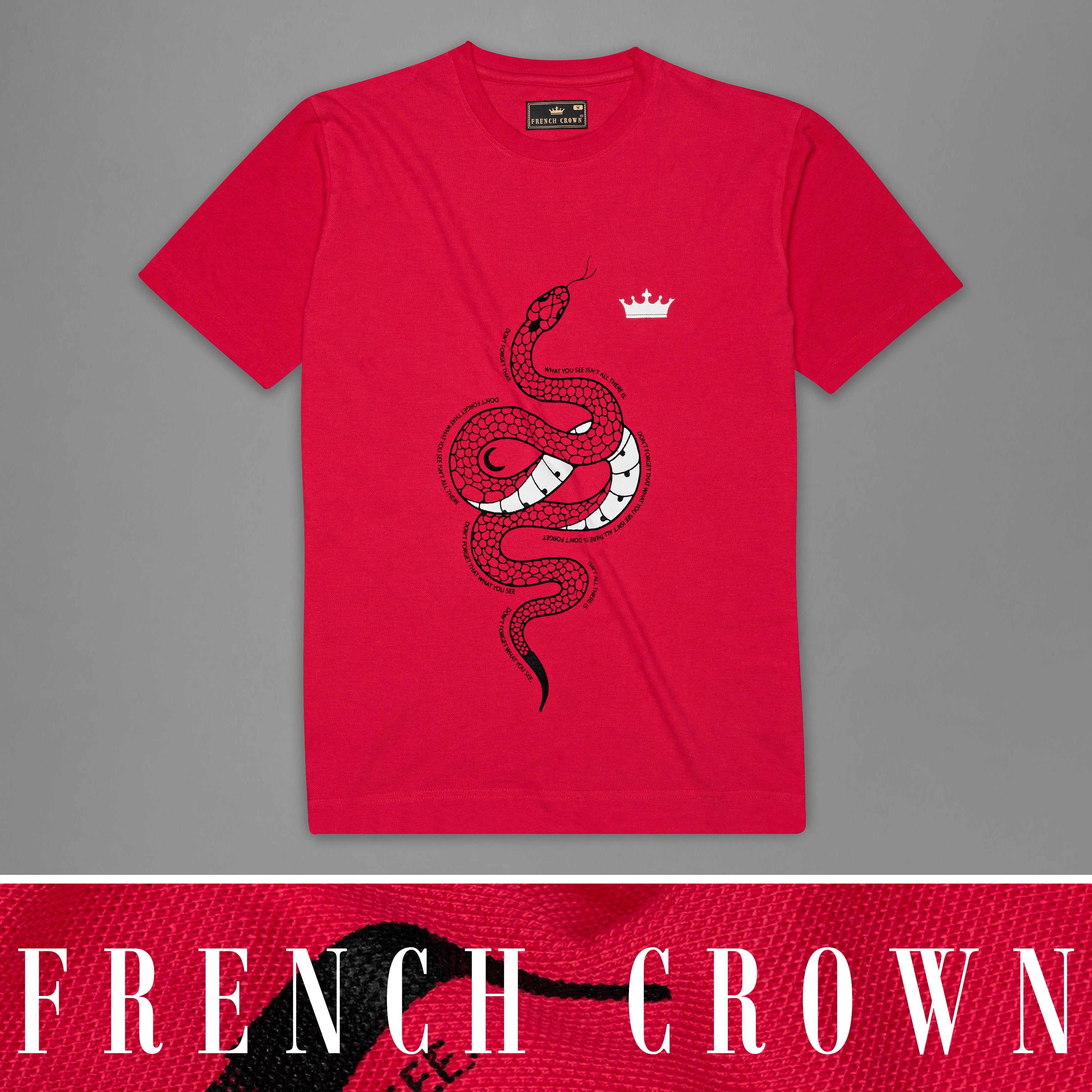 Monza Red Snake Half Sleeves Super Soft Premium Round Neck Cotton