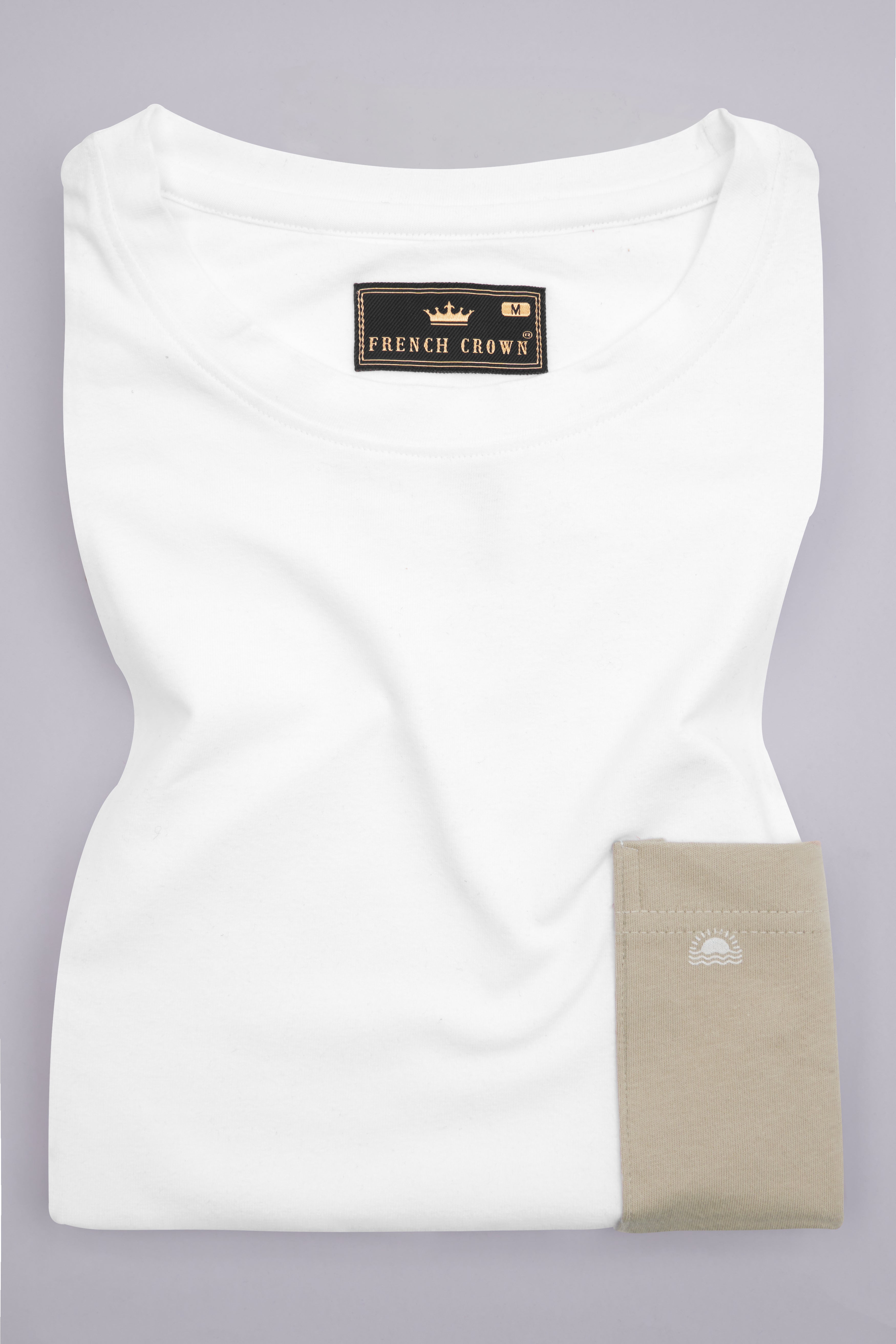 Bright White and Hilary Brown Premium Cotton Jersey T-Shirt TS913-S, TS913-M, TS913-L, TS913-XL, TS913-XXL