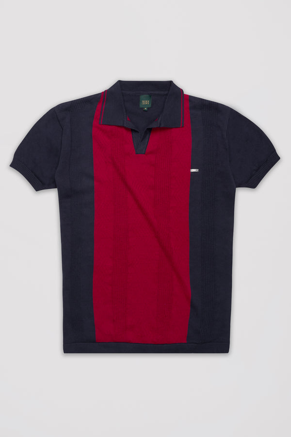 Paprika Red and Thunder Gray Premium Cotton Flat Knit Polo