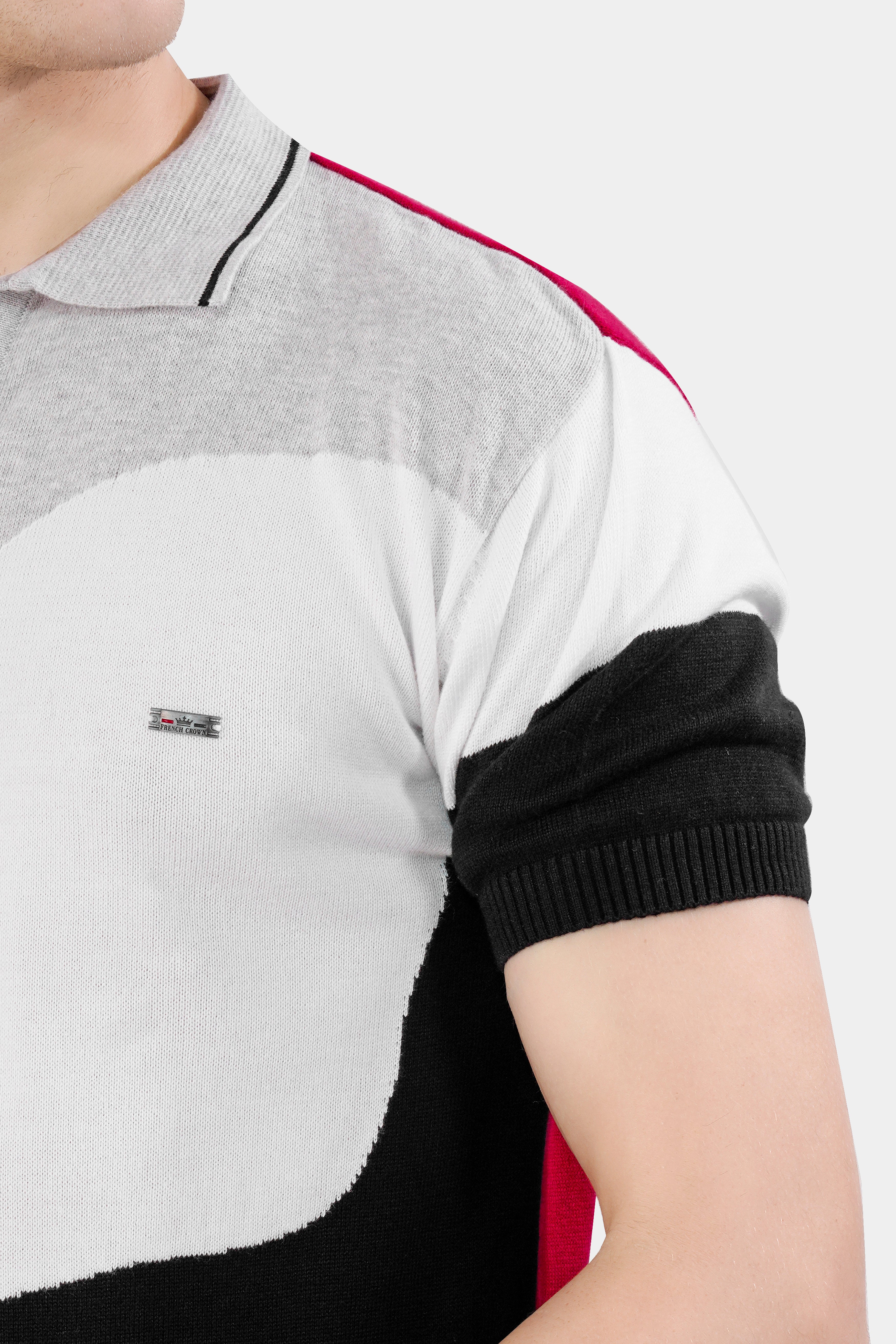 Geyser Gray with White and Black Premium Cotton Flat Knit Polo TS930-S, TS930-M, TS930-L, TS930-XL, TS930-XXL
