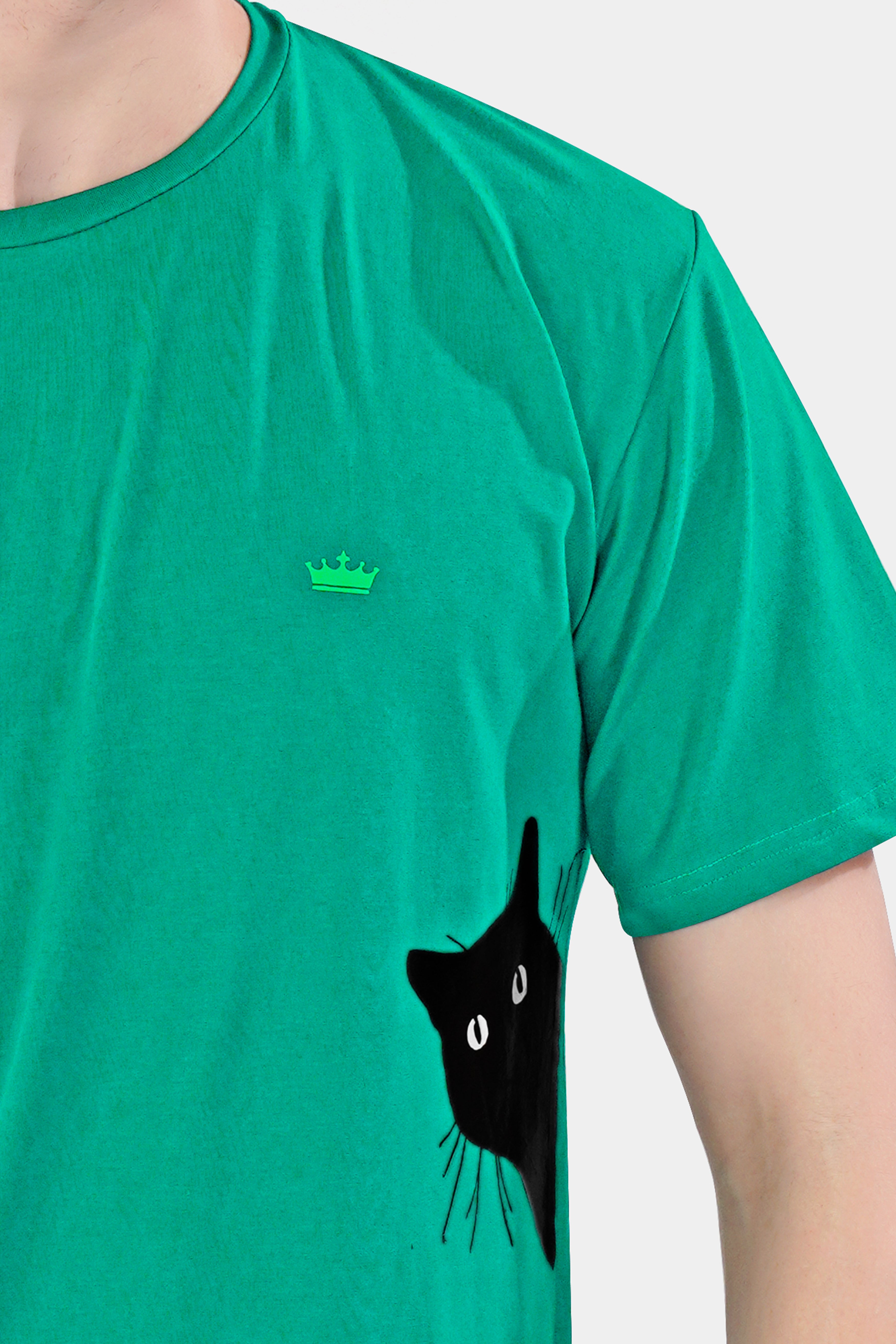 Gossamer Green Cats Hand Painted Premium Cotton T-shirt TS005-W017-ART-S, TS005-W017-ART-M, TS005-W017-ART-L, TS005-W017-ART-XL, TS005-W017-ART-XXL