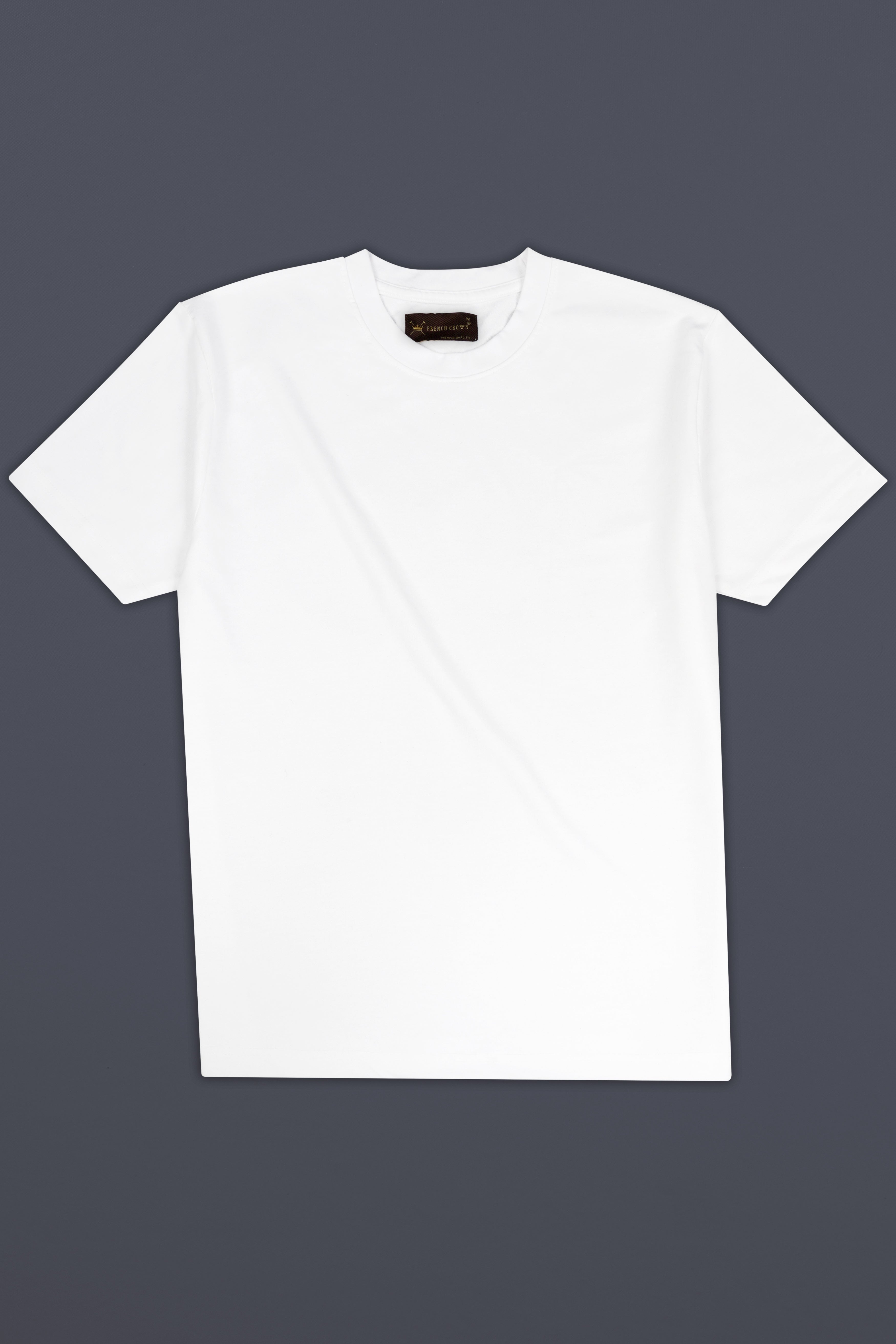 Bright White Solid Premium Cotton T Shirt