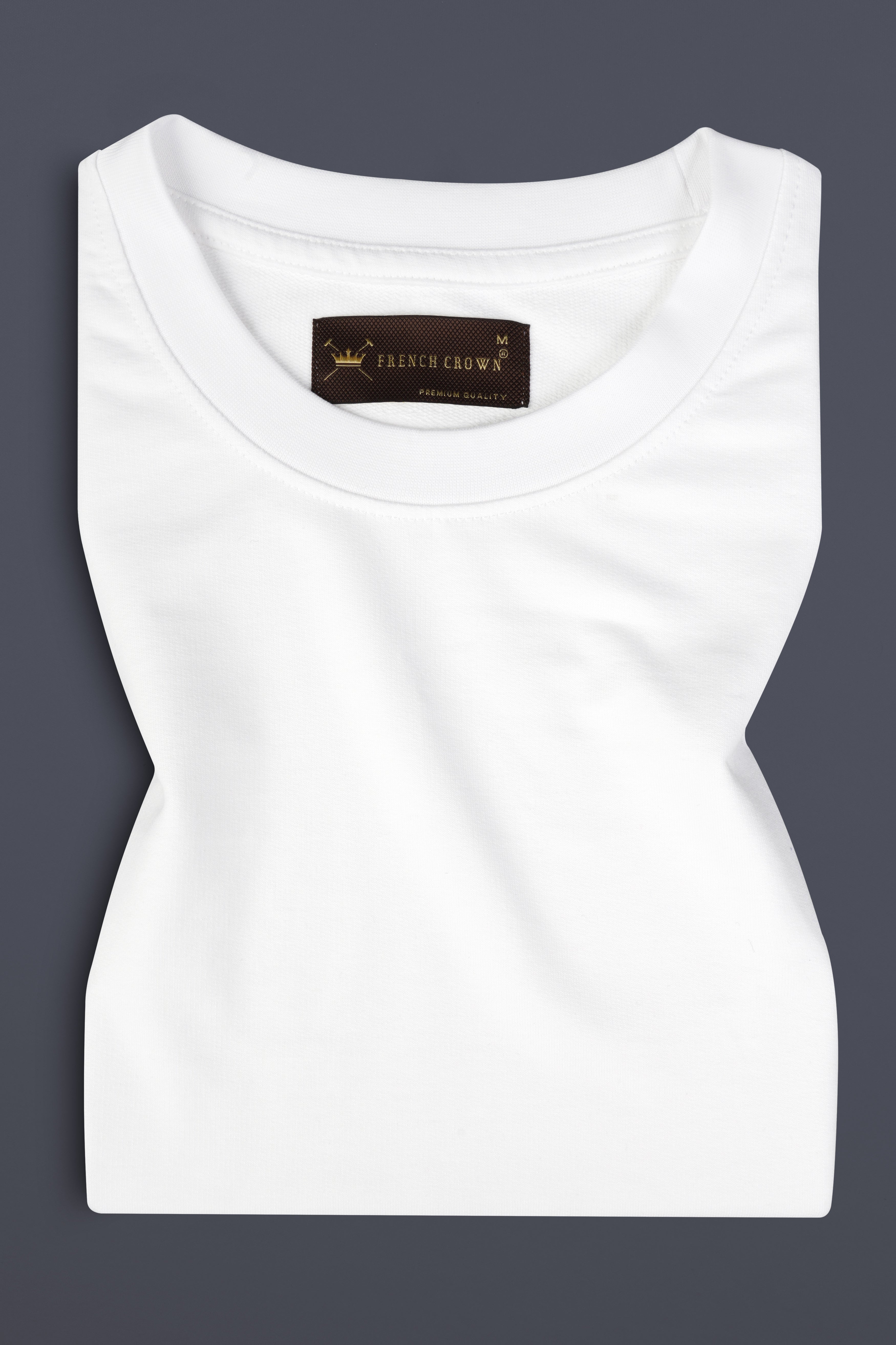 Bright White Solid Premium Cotton T Shirt