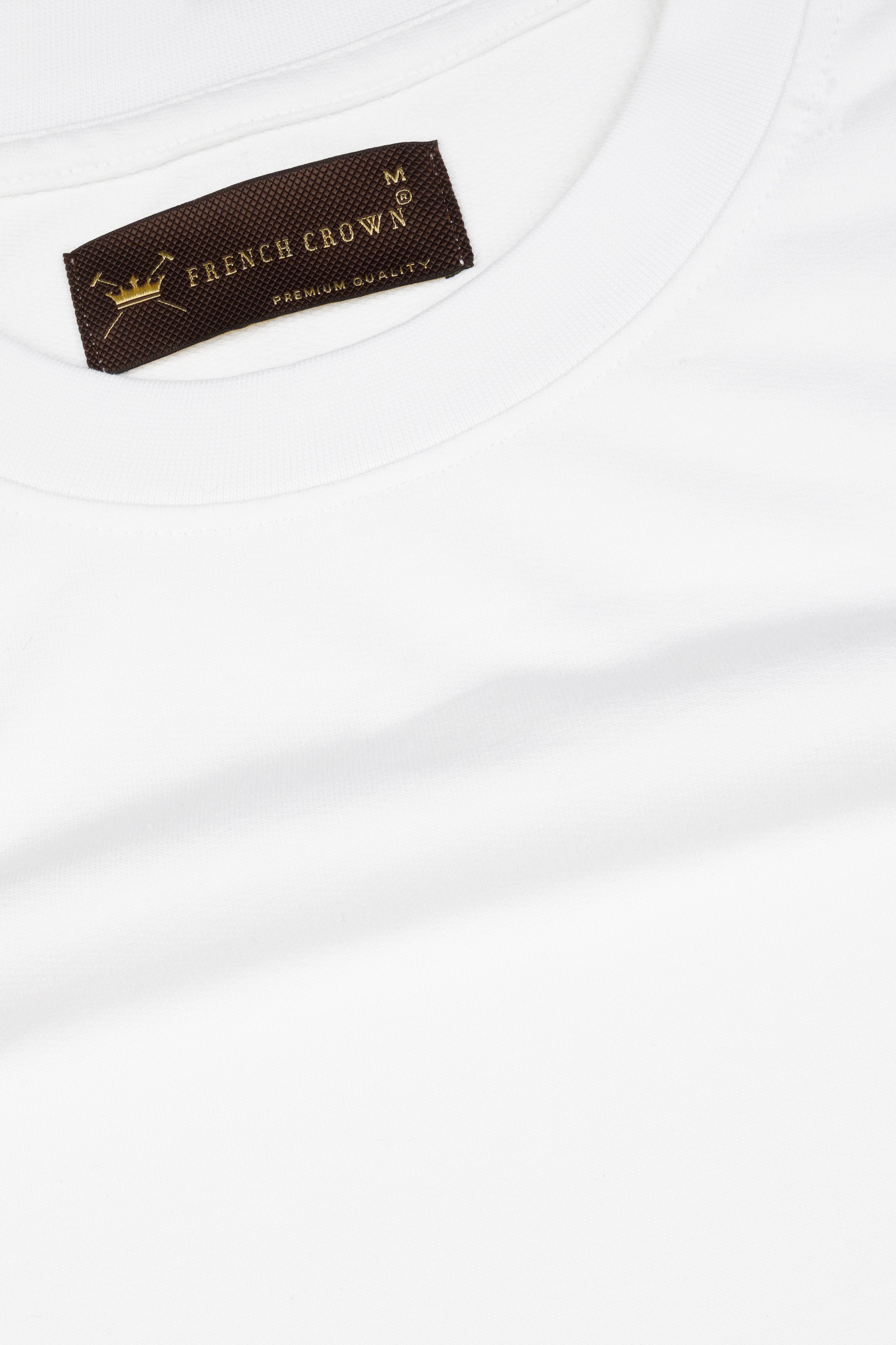 Bright White Solid Premium Cotton T Shirt