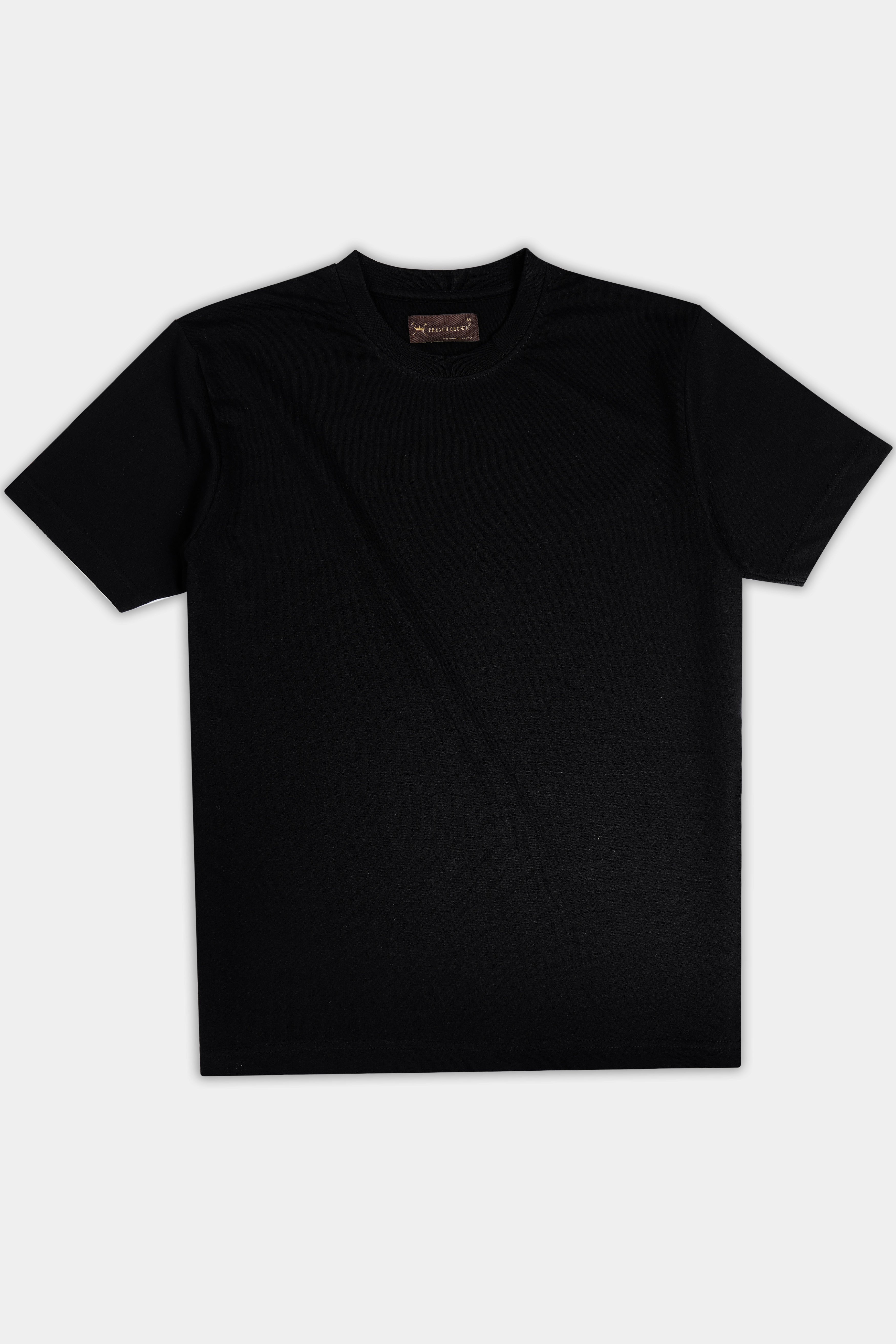 Jade Black Solid Premium Cotton T Shirt