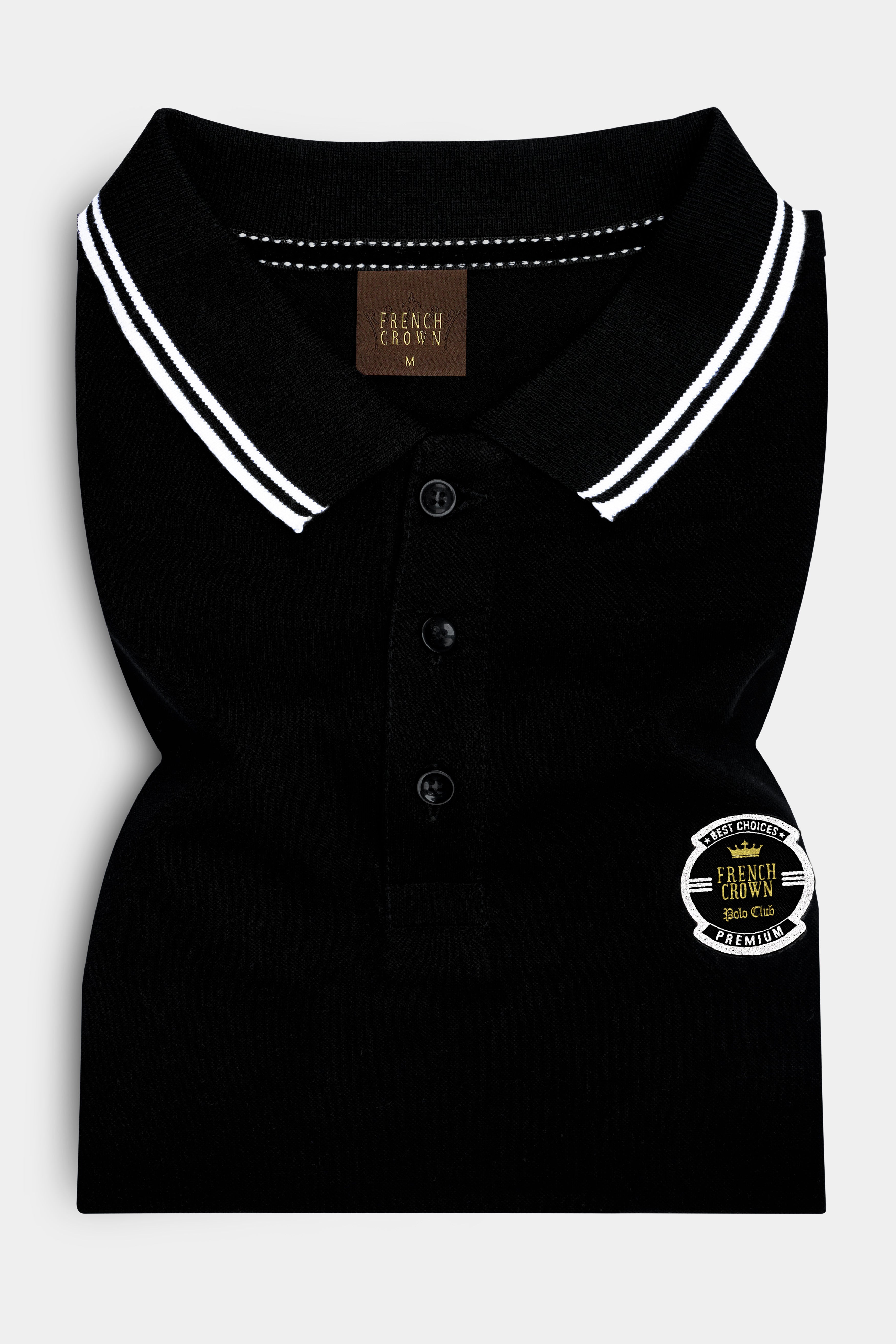Jade Black Solid Premium Cotton Pique Polo