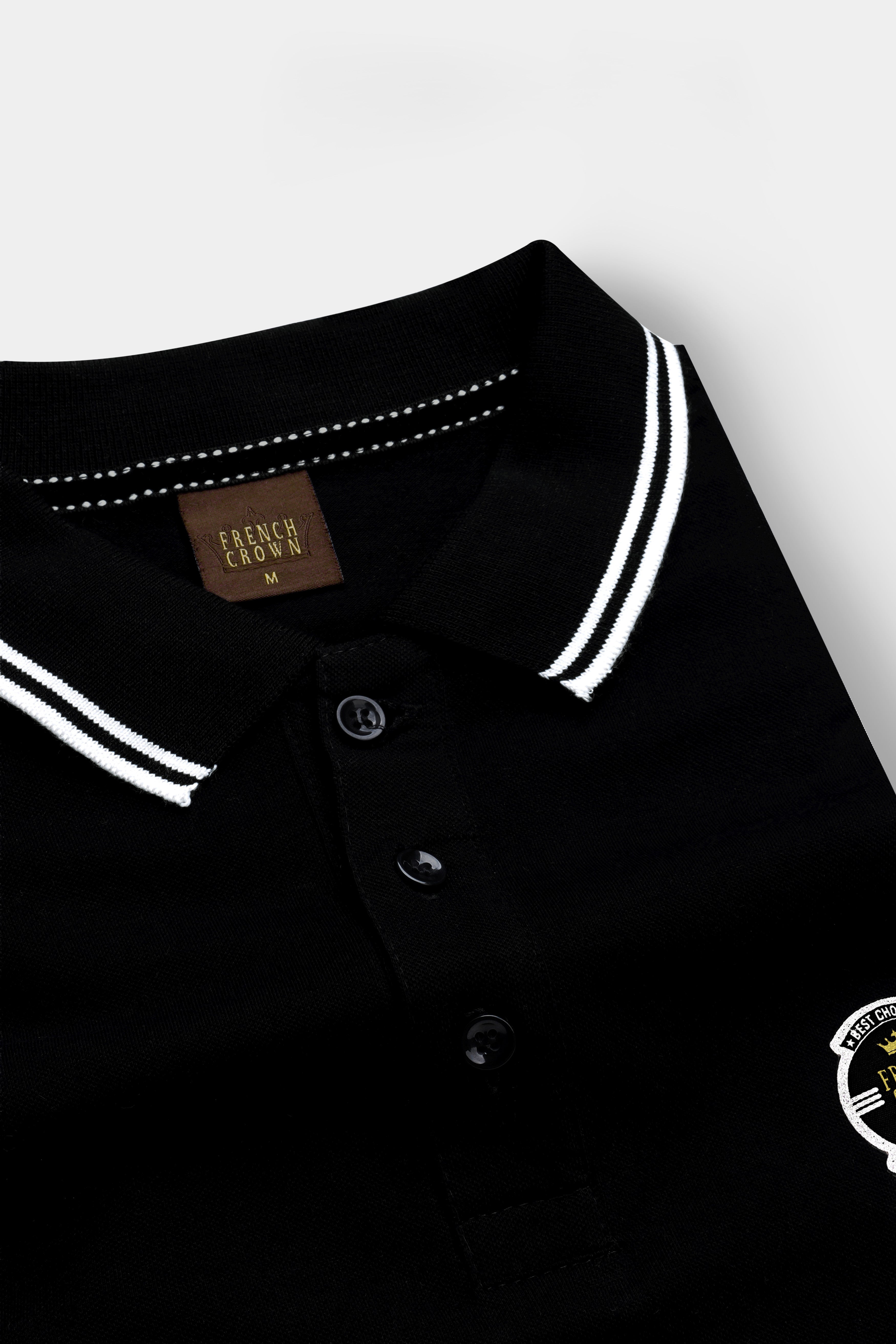Jade Black Solid Premium Cotton Pique Polo
