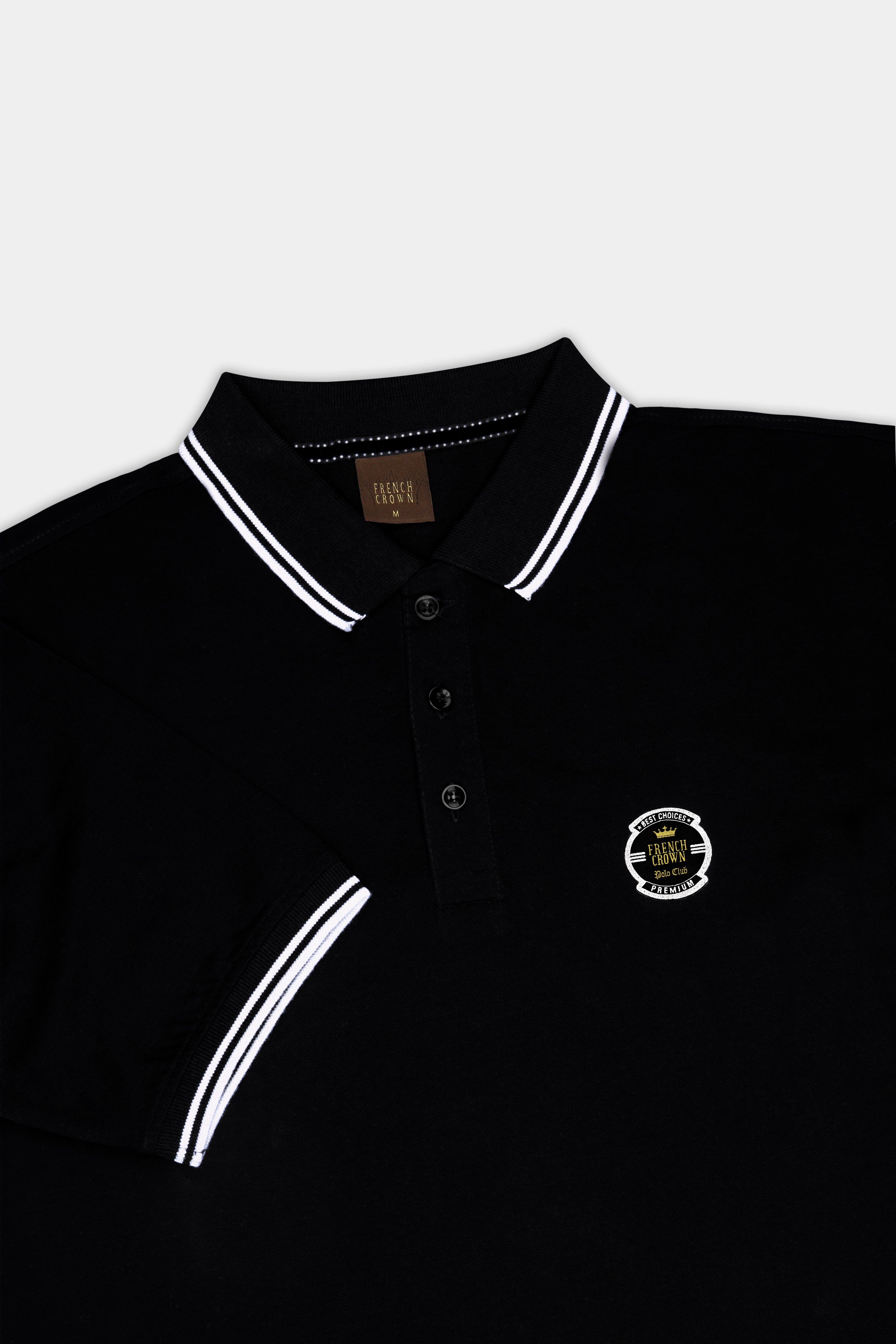 Jade Black Solid Premium Cotton Pique Polo
