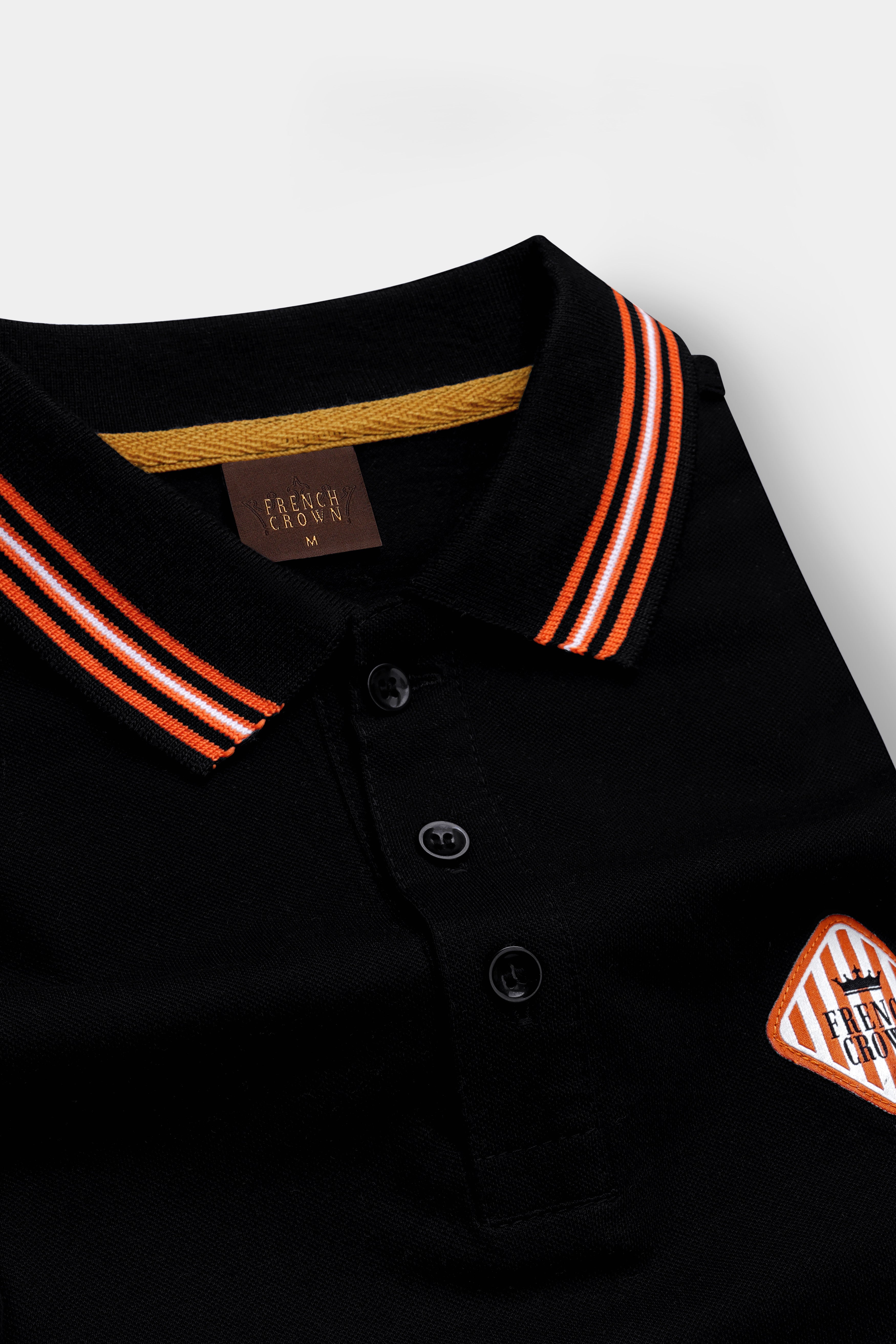 Jade Black Solid Premium Cotton Pique Polo