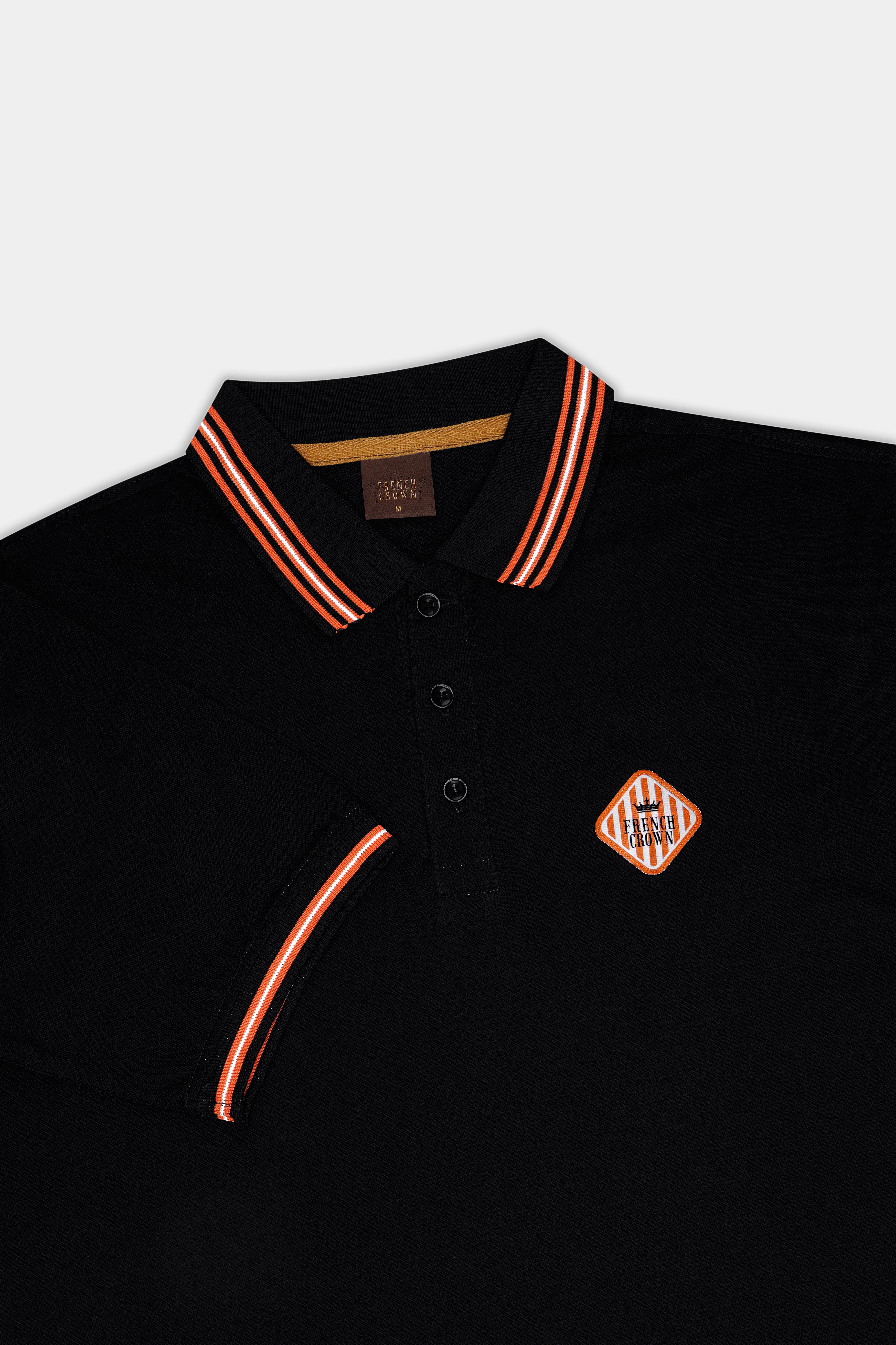 Jade Black Solid Premium Cotton Pique Polo