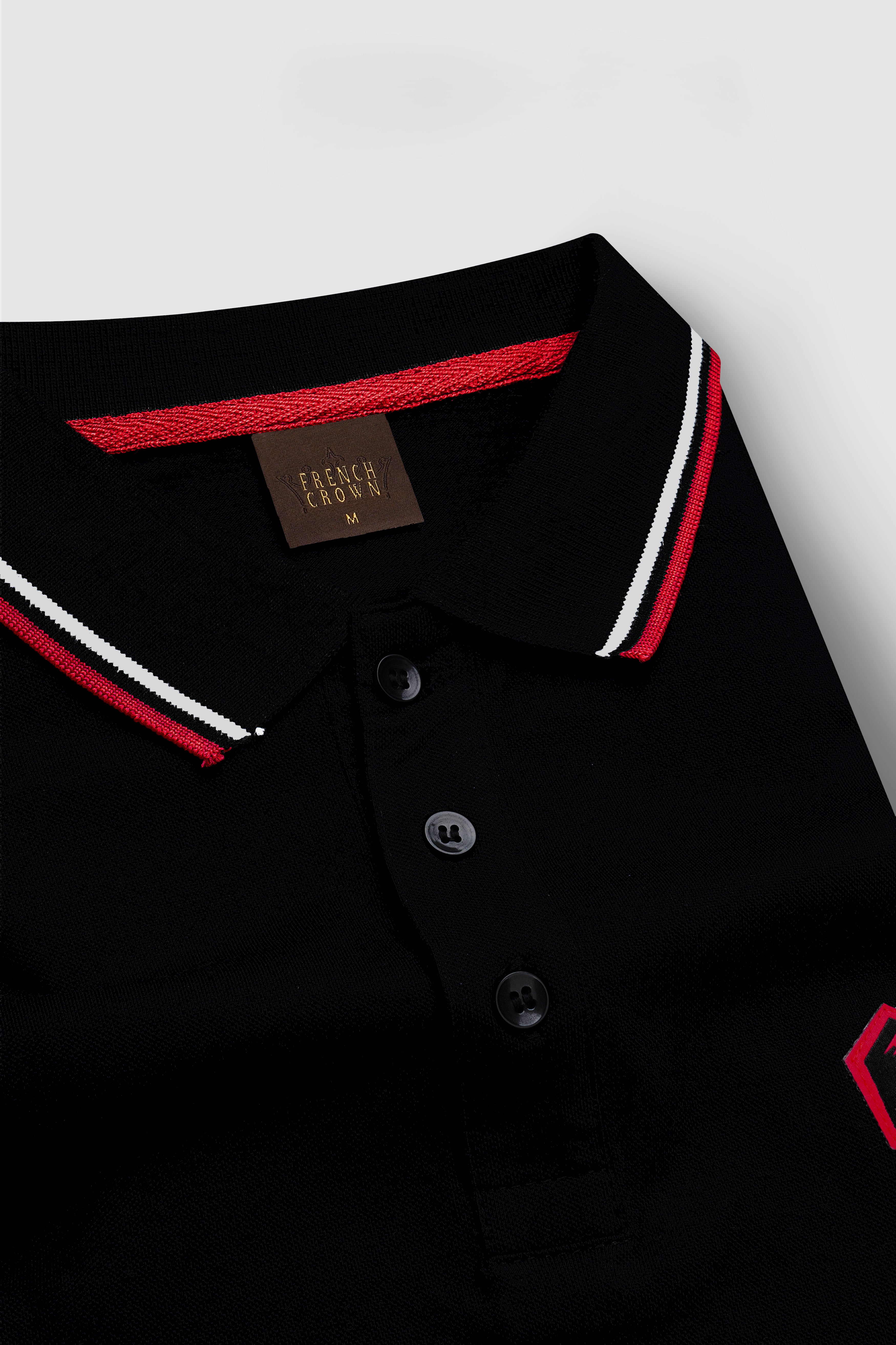 Jade Black Solid Premium Cotton Pique Polo