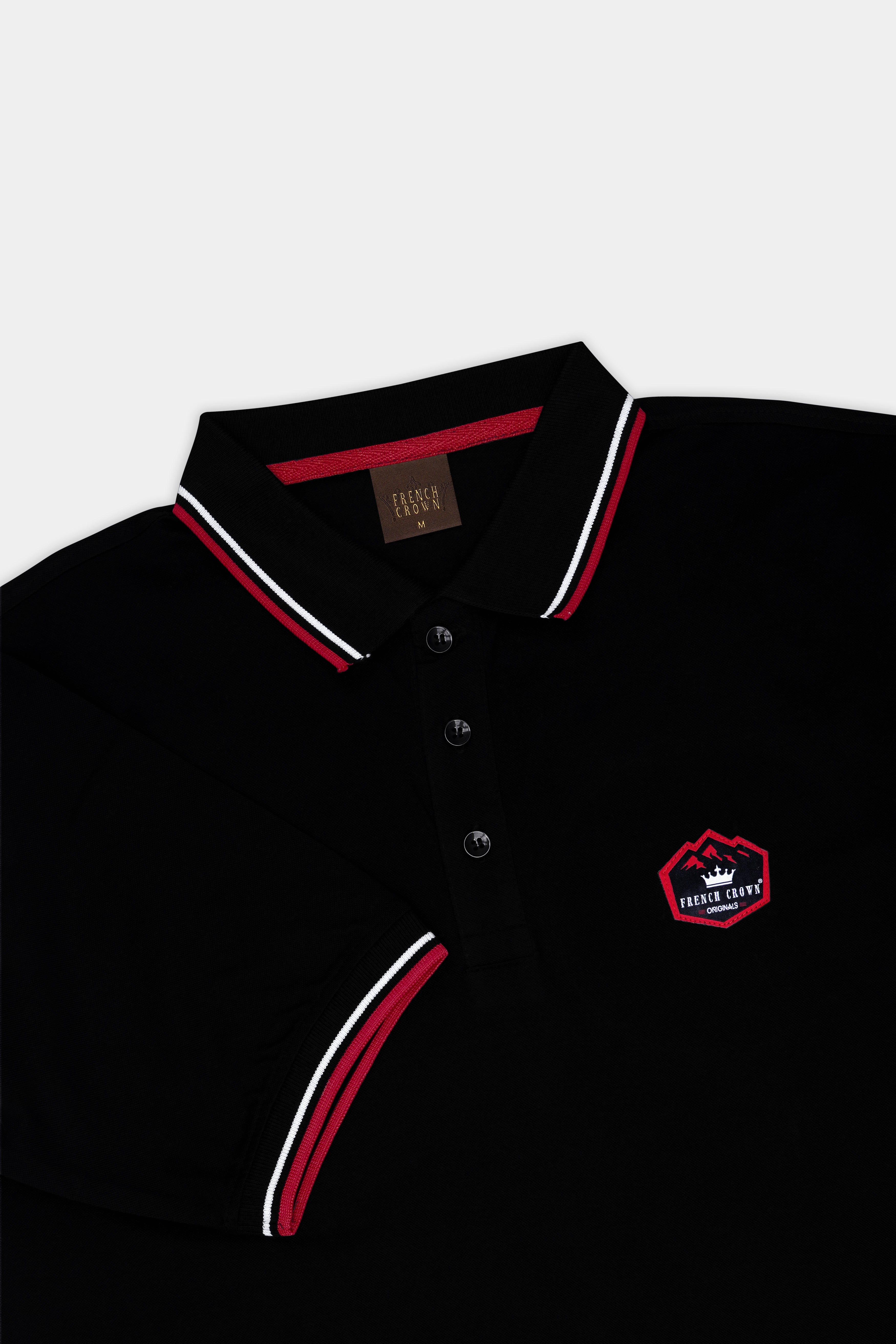 Jade Black Solid Premium Cotton Pique Polo