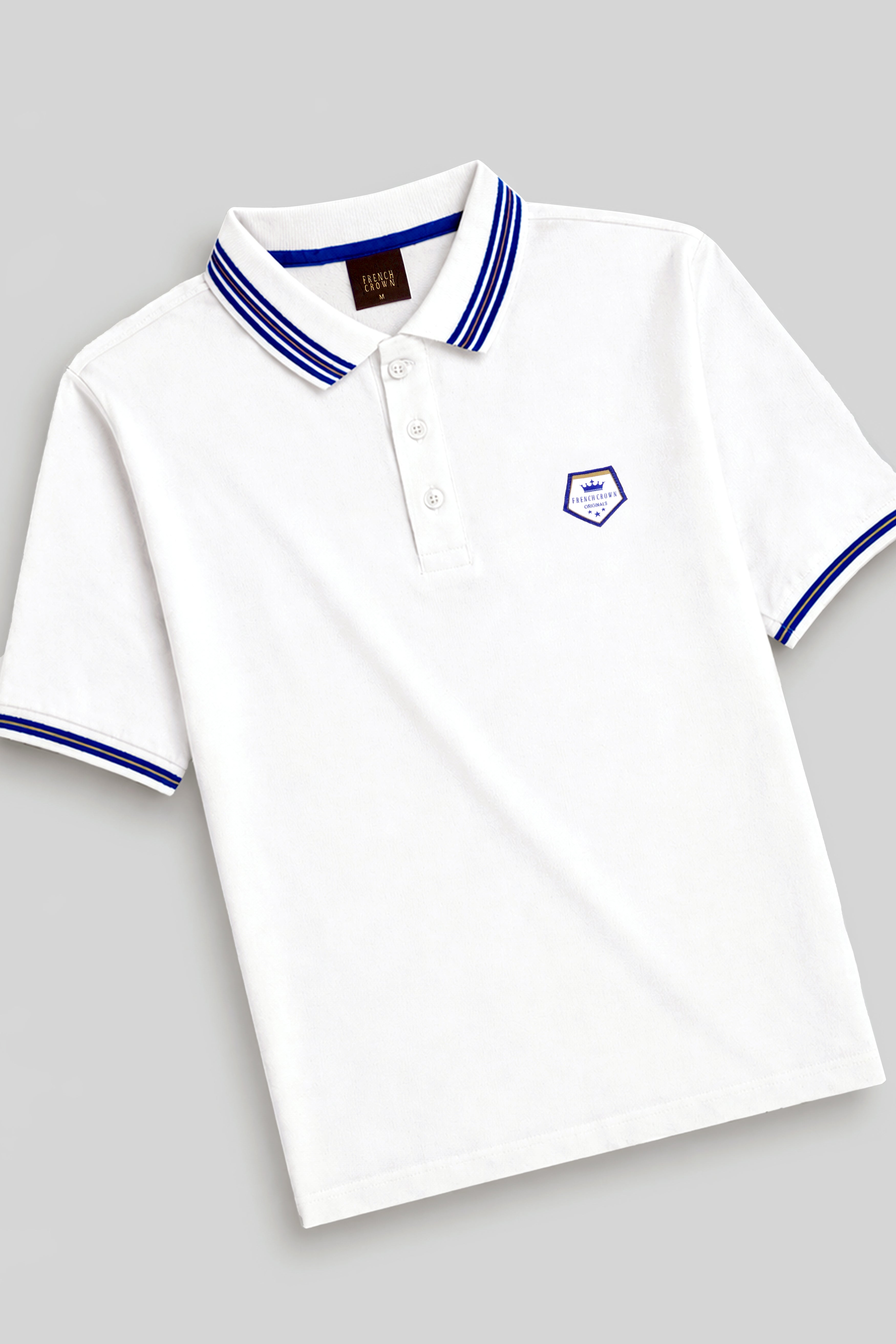 Velairn-Bright White Premium Cotton Pique Polo