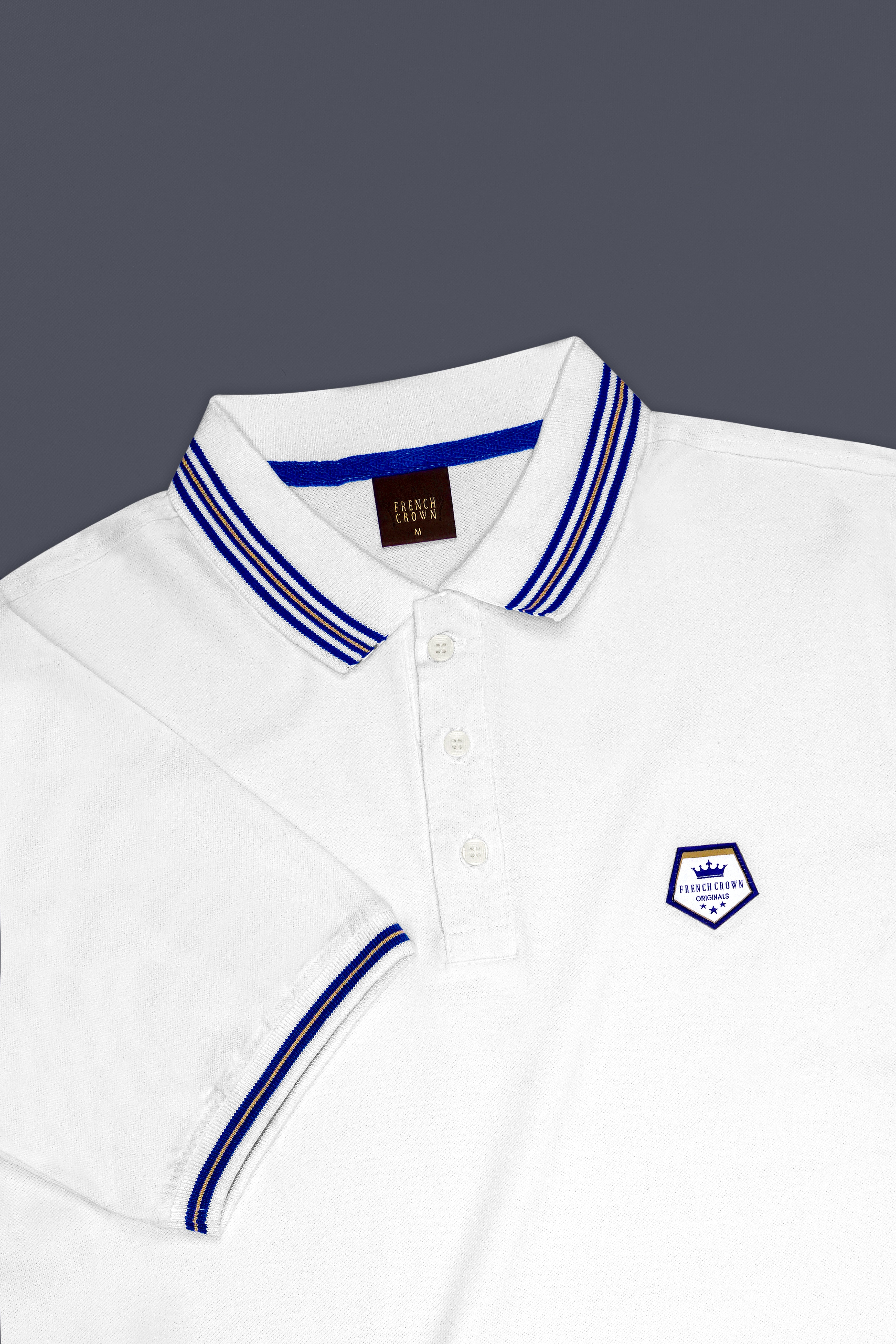 Velairn-Bright White Premium Cotton Pique Polo