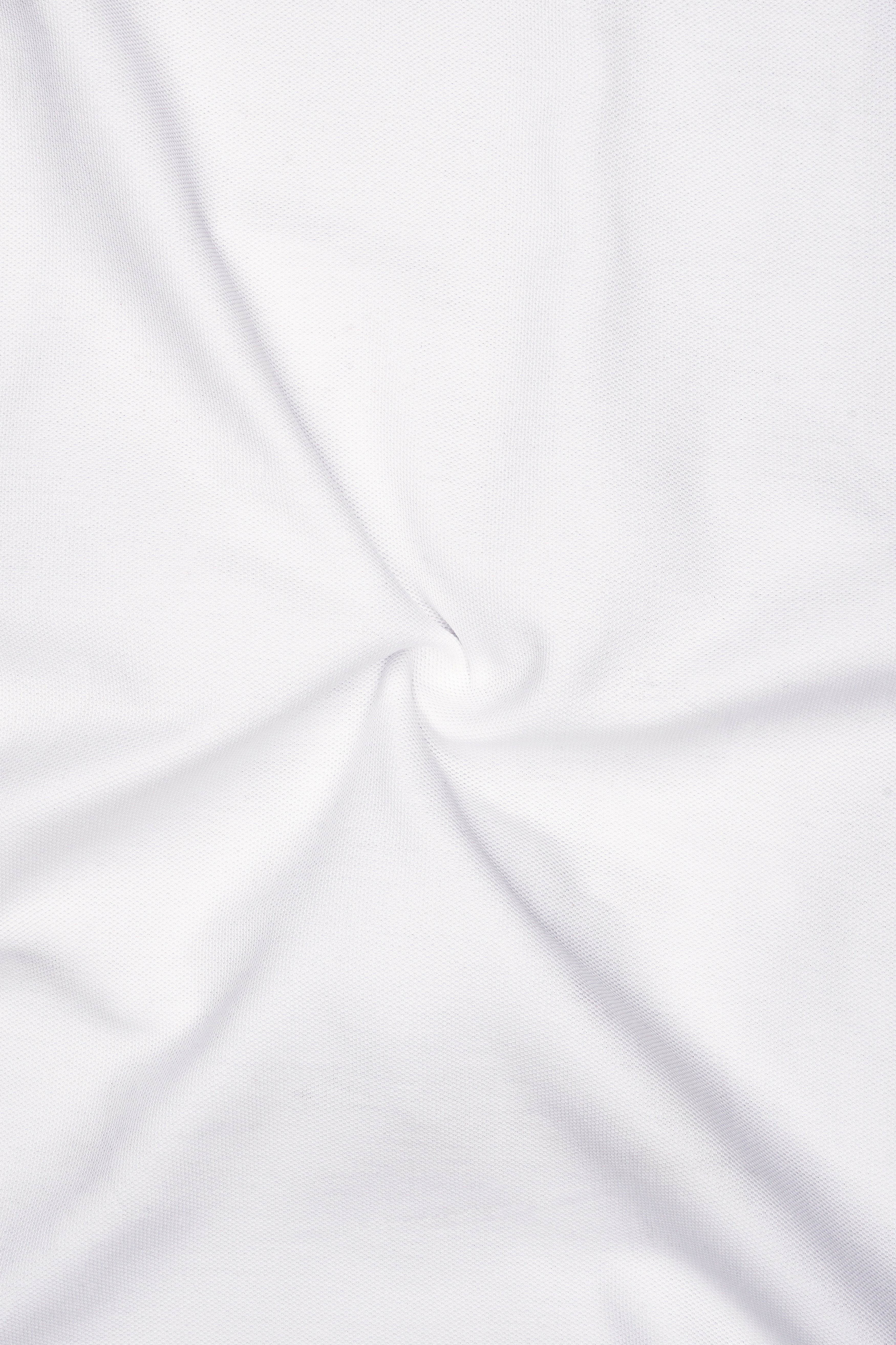 Bright White Premium Cotton With Red Striped Collar Pique Polo