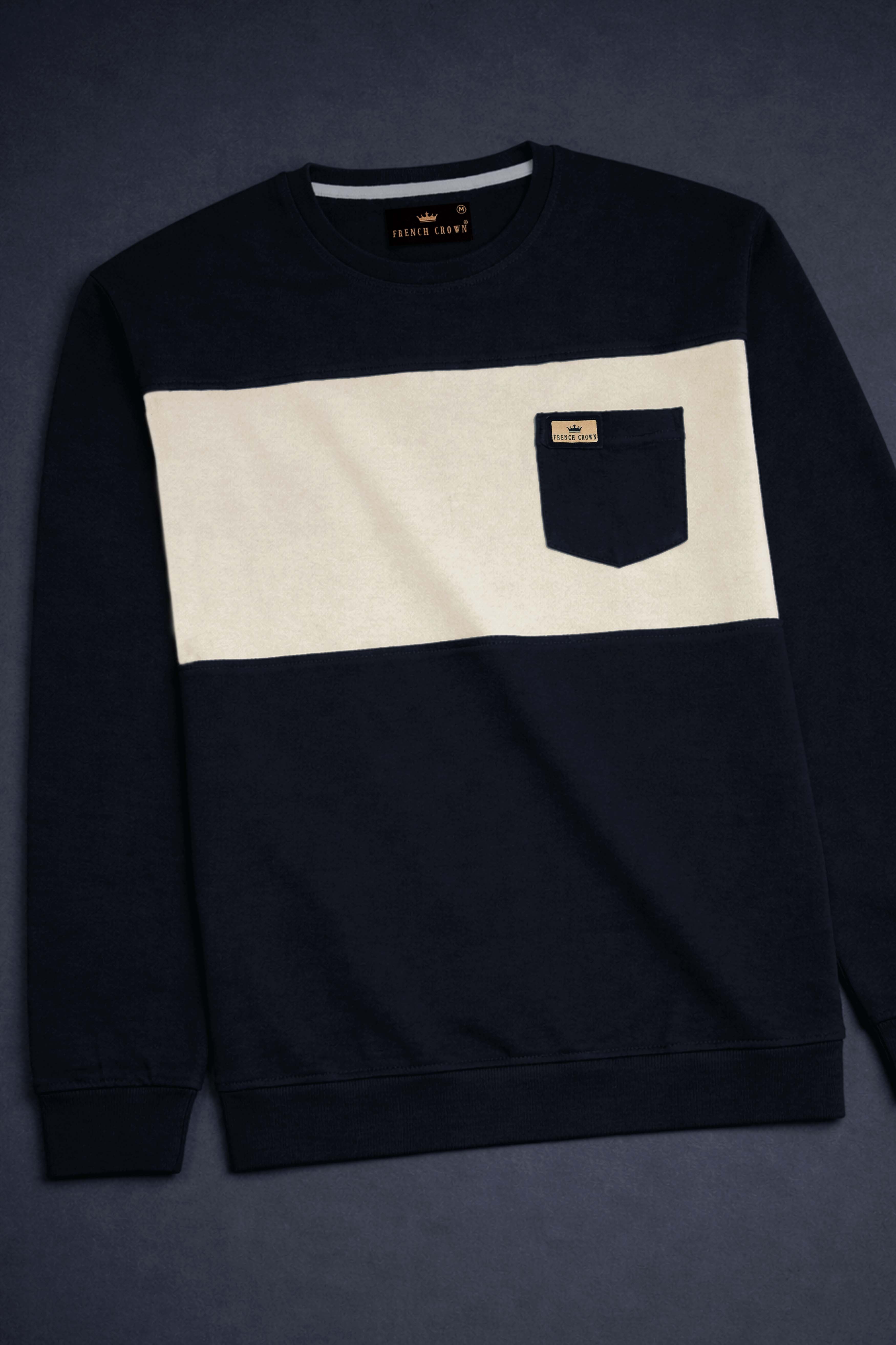 Jade Black and Wheatfield Full Sleeve Premium Cotton Jersey Sweatshirt