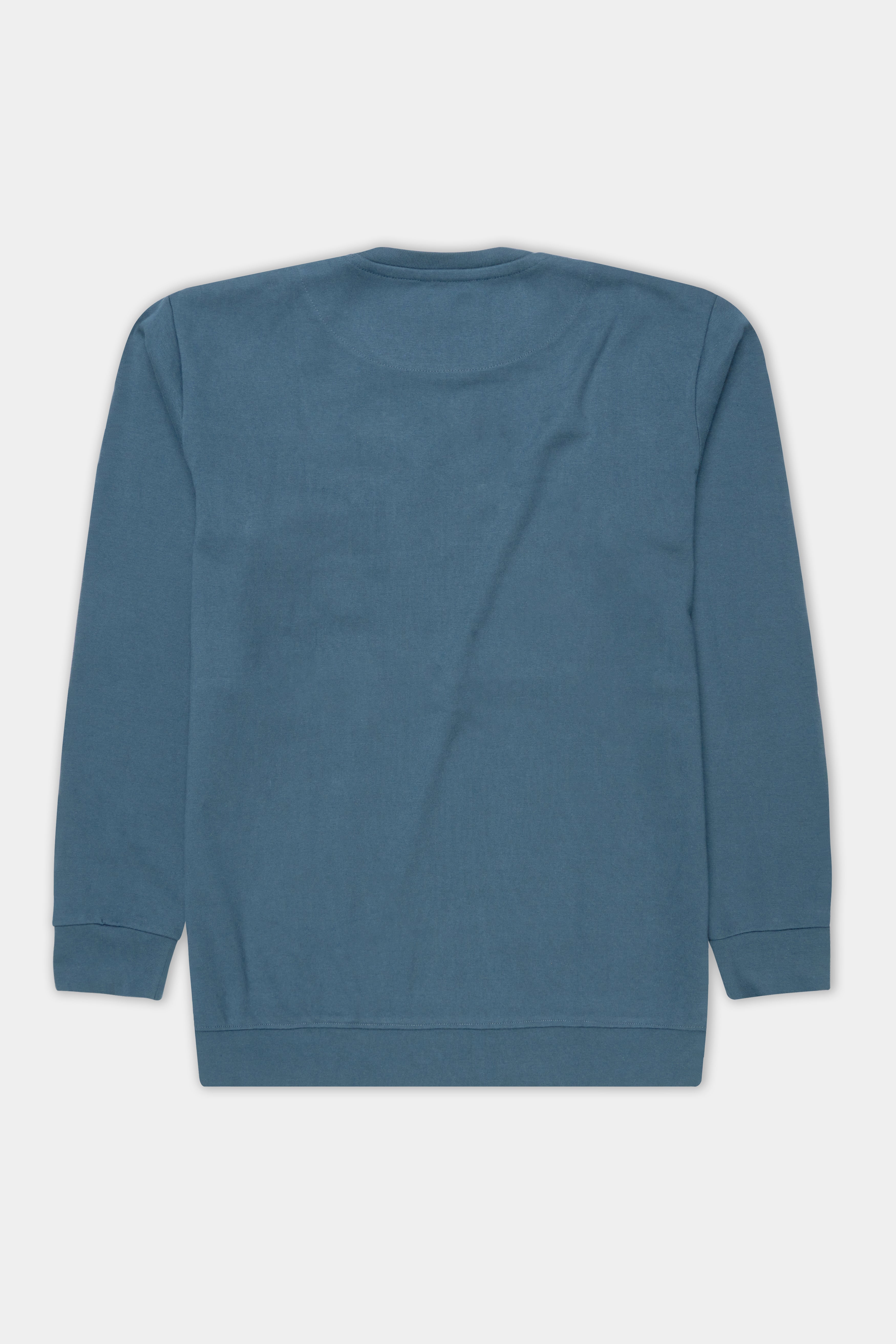 Marengo Blue and Sage Green Hand Painted Premium Cotton Jersey Sweatshirt,TS517-W01-ART-S, TS517-W01-ART-M, TS517-W01-ART-L, TS517-W01-ART-XL, TS517-W01-ART-XXL