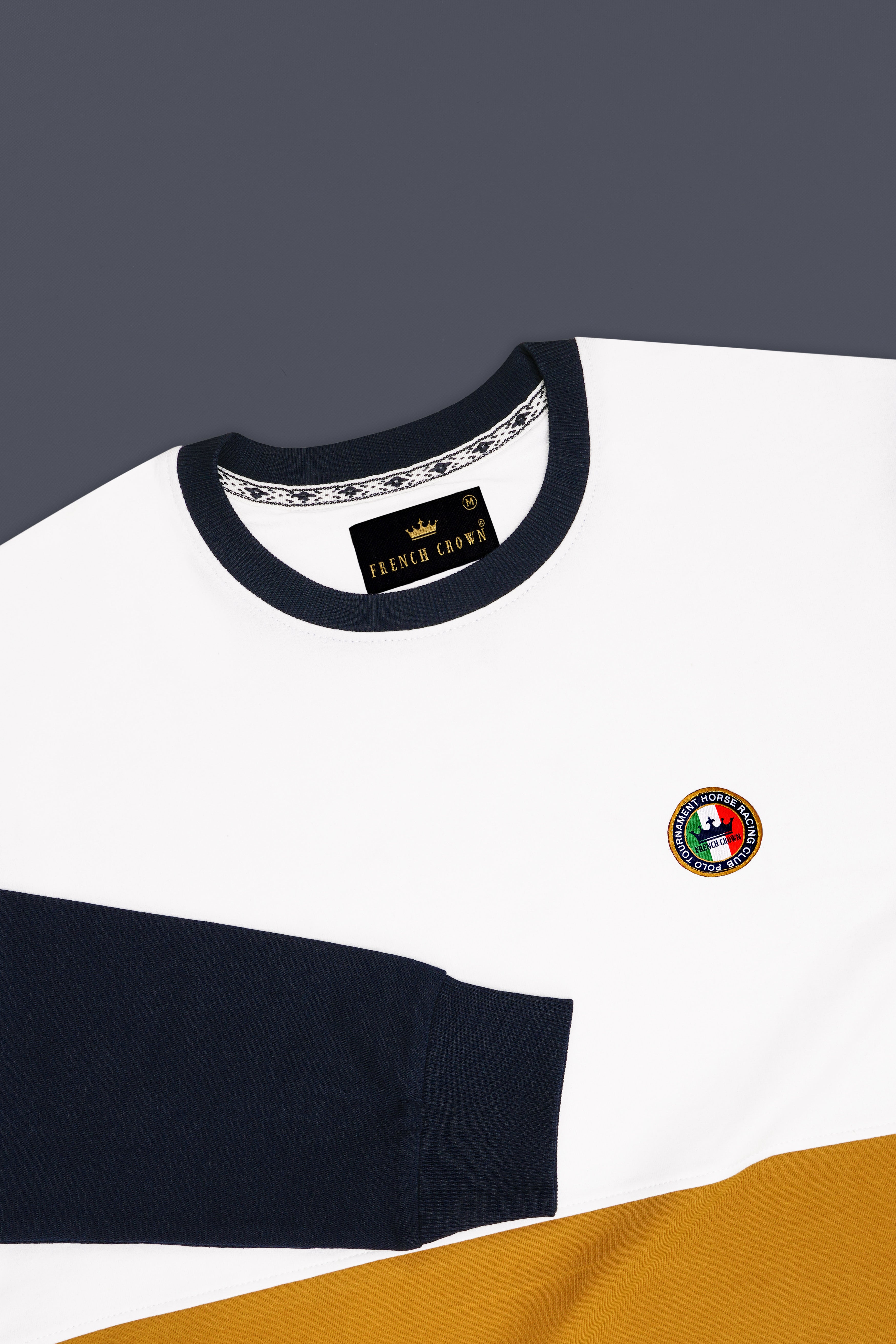 White and Fire Bush Yellow Colourblock Sweatshirt